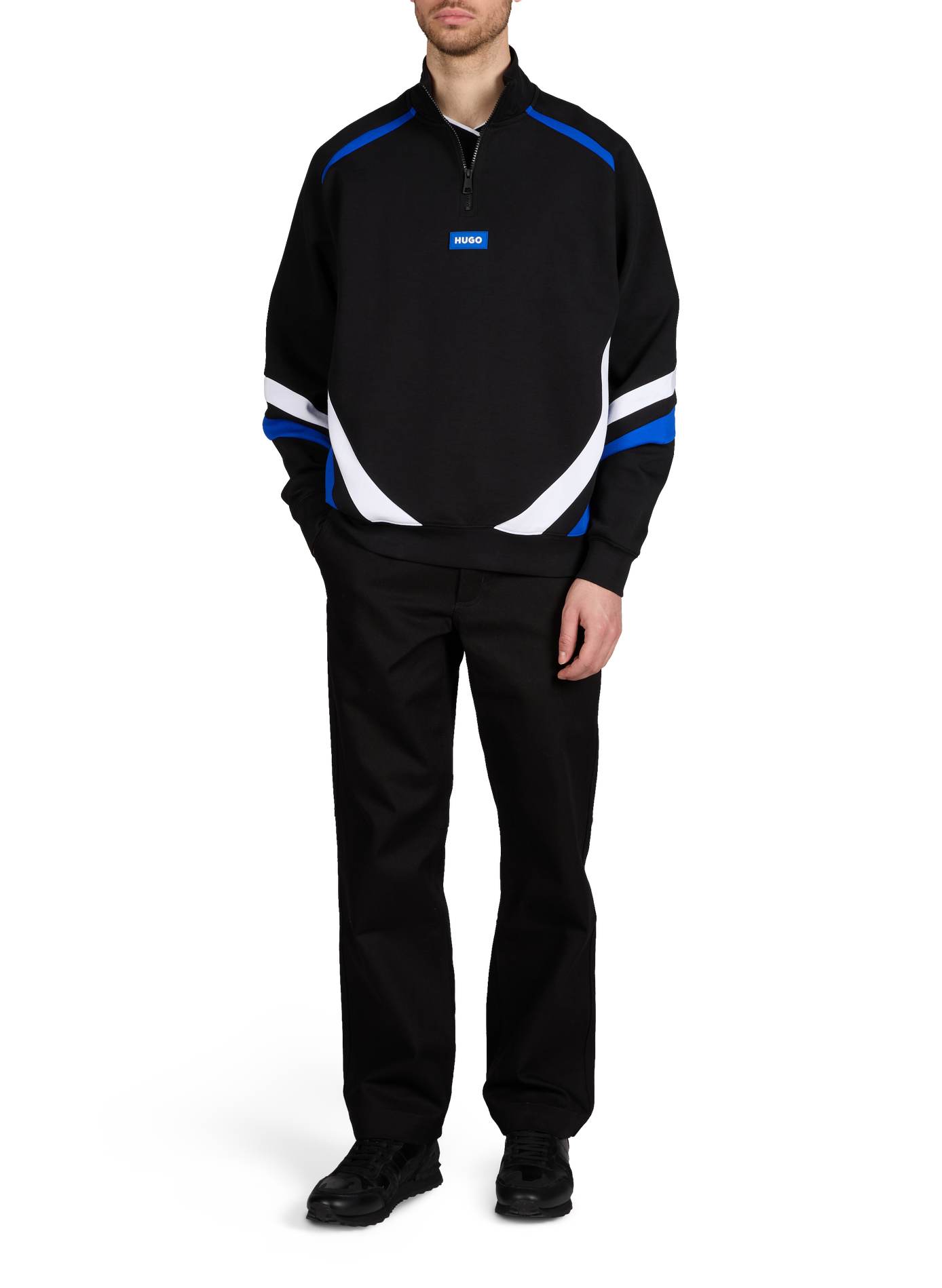 Straight sweatshirt with high collar in blended cotton HUGO BLUE Black