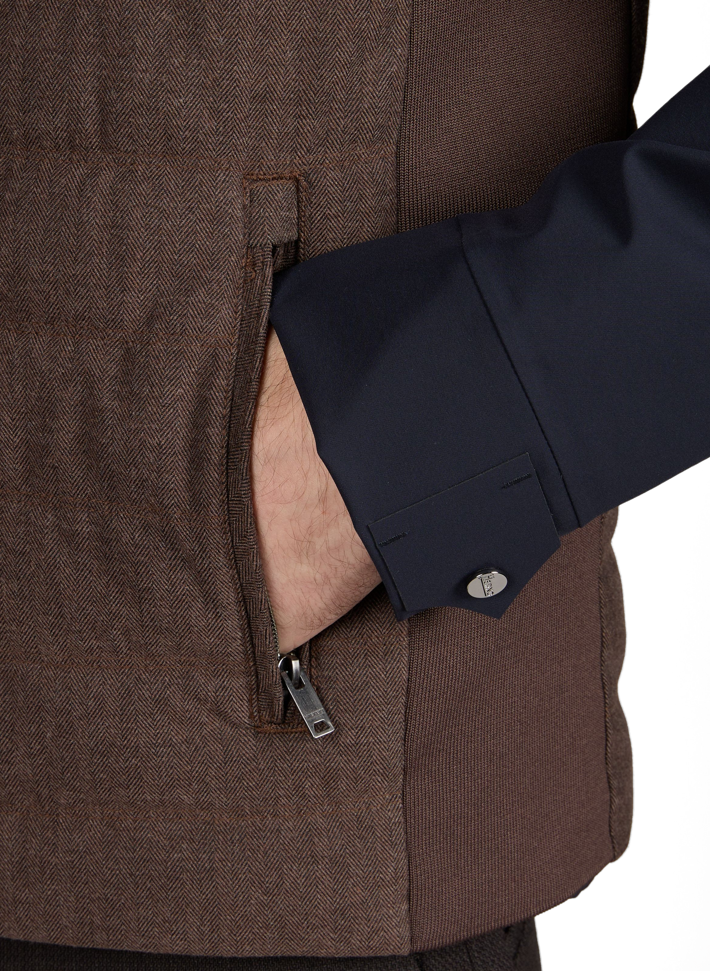 Sleeveless jacket with high collar HACKETT Brown