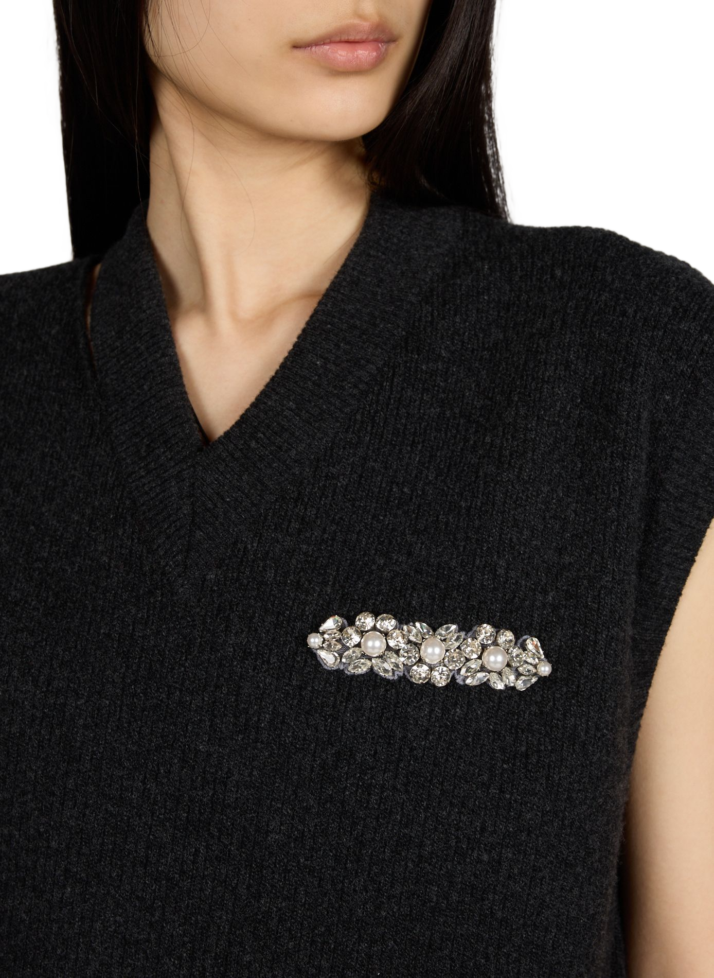 Sleeveless V-neck wool blend sweater SIMONE ROCHA Grey