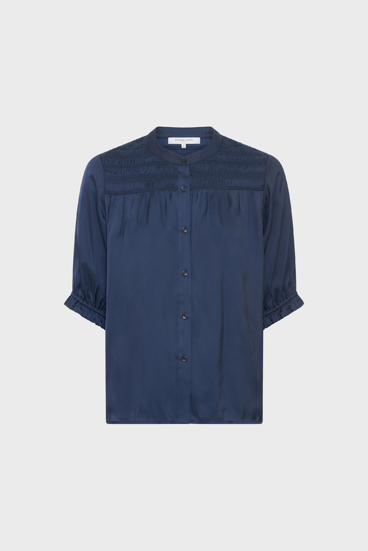 Chemise en satin à smocks - catrine GERARD DAREL Bleu