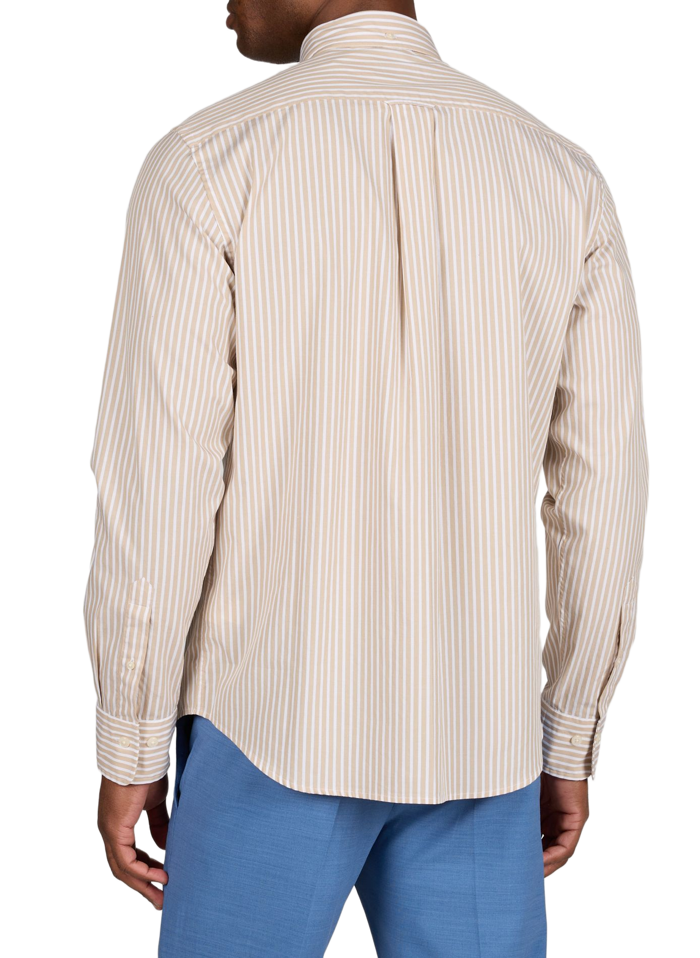 Chemise col américain à rayures en coton GANT Beige