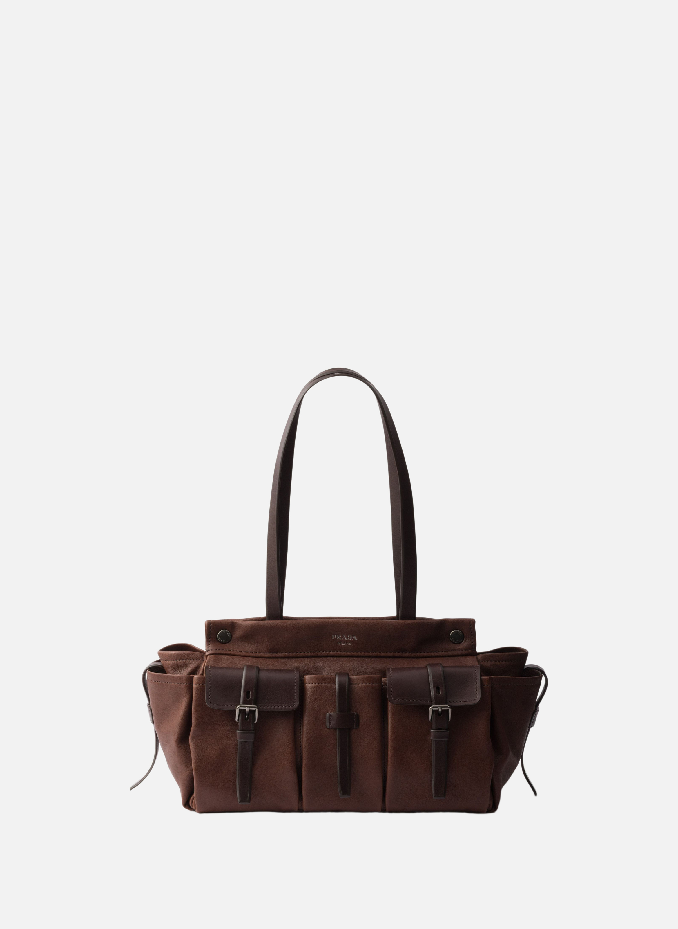 Grand cabas en cuir prada route PRADA Marron