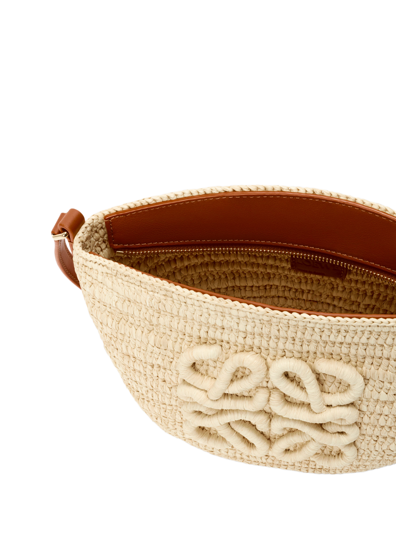 Pochette Eclipse en raphia et cuir de veau LOEWE Beige