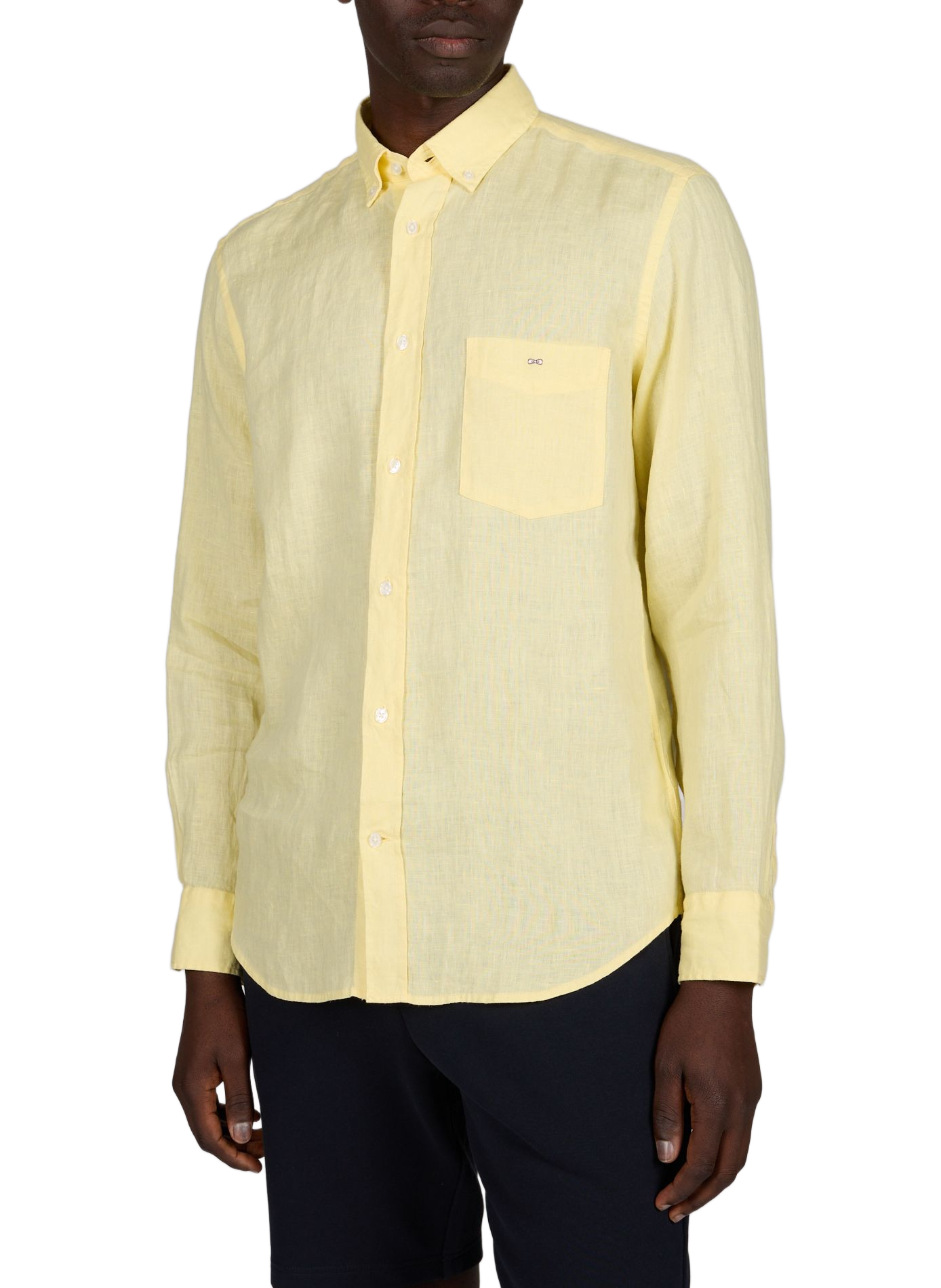 Chemise droite à logo en lin EDEN PARK Jaune
