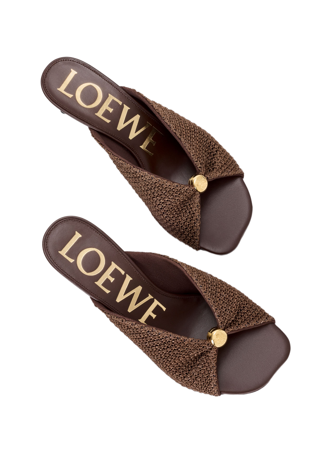 Pebble Soft Mules in raffia effect textile LOEWE Brown
