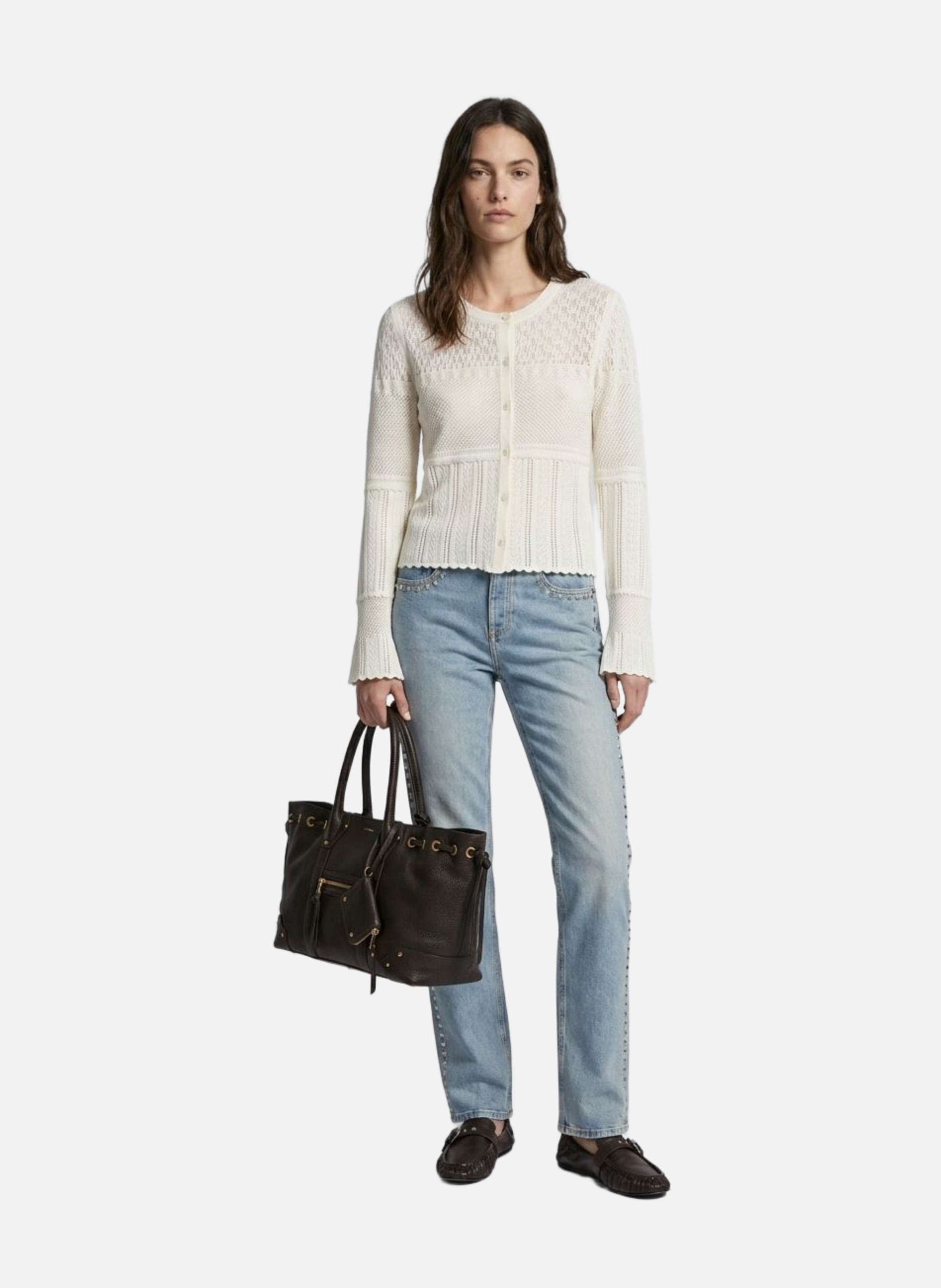 Cardigan en maille ajourée THE KOOPLES Beige
