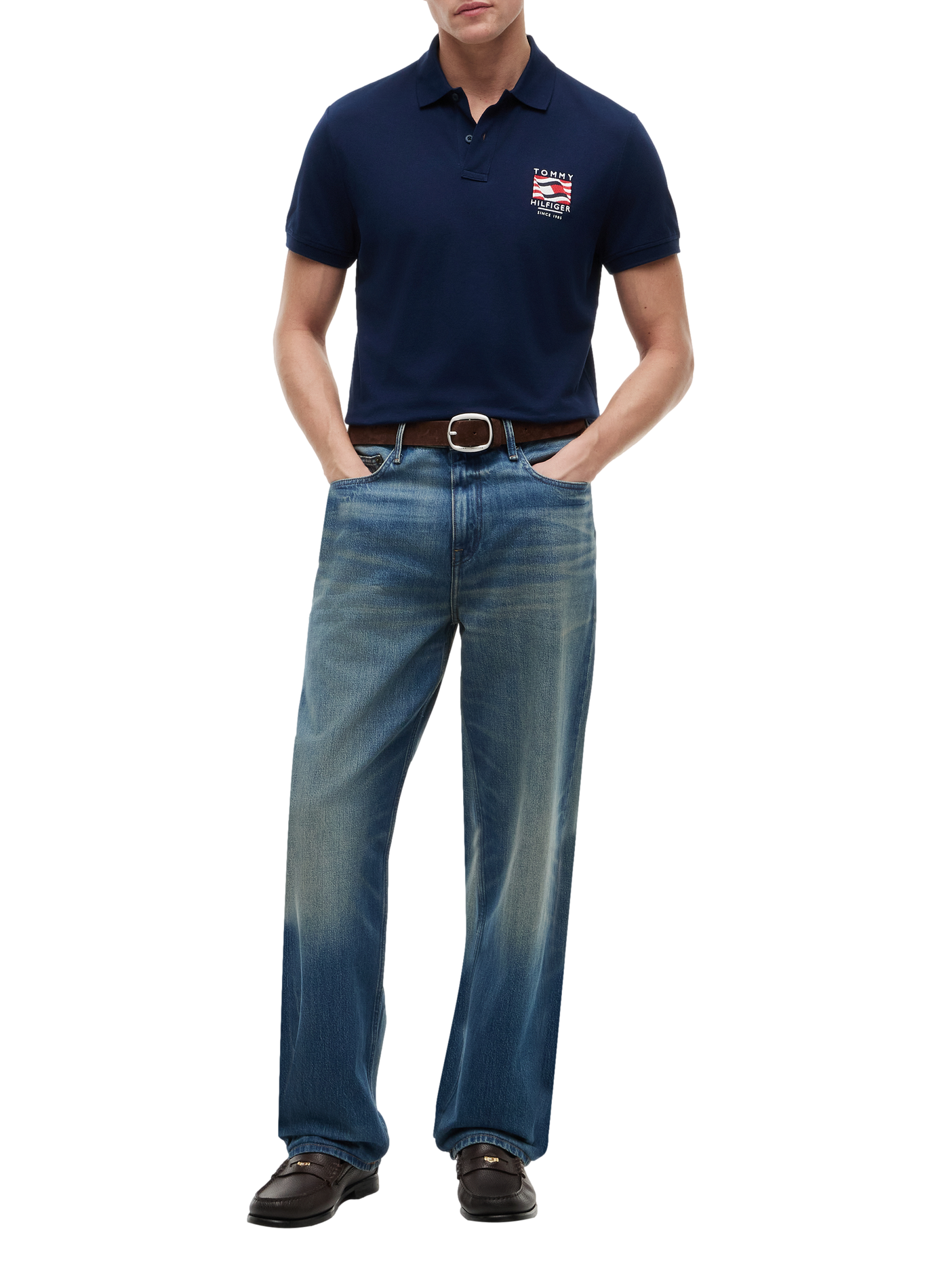 Kurzarm-Poloshirt mit Logo aus Baumwolle TOMMY HILFIGER Blau