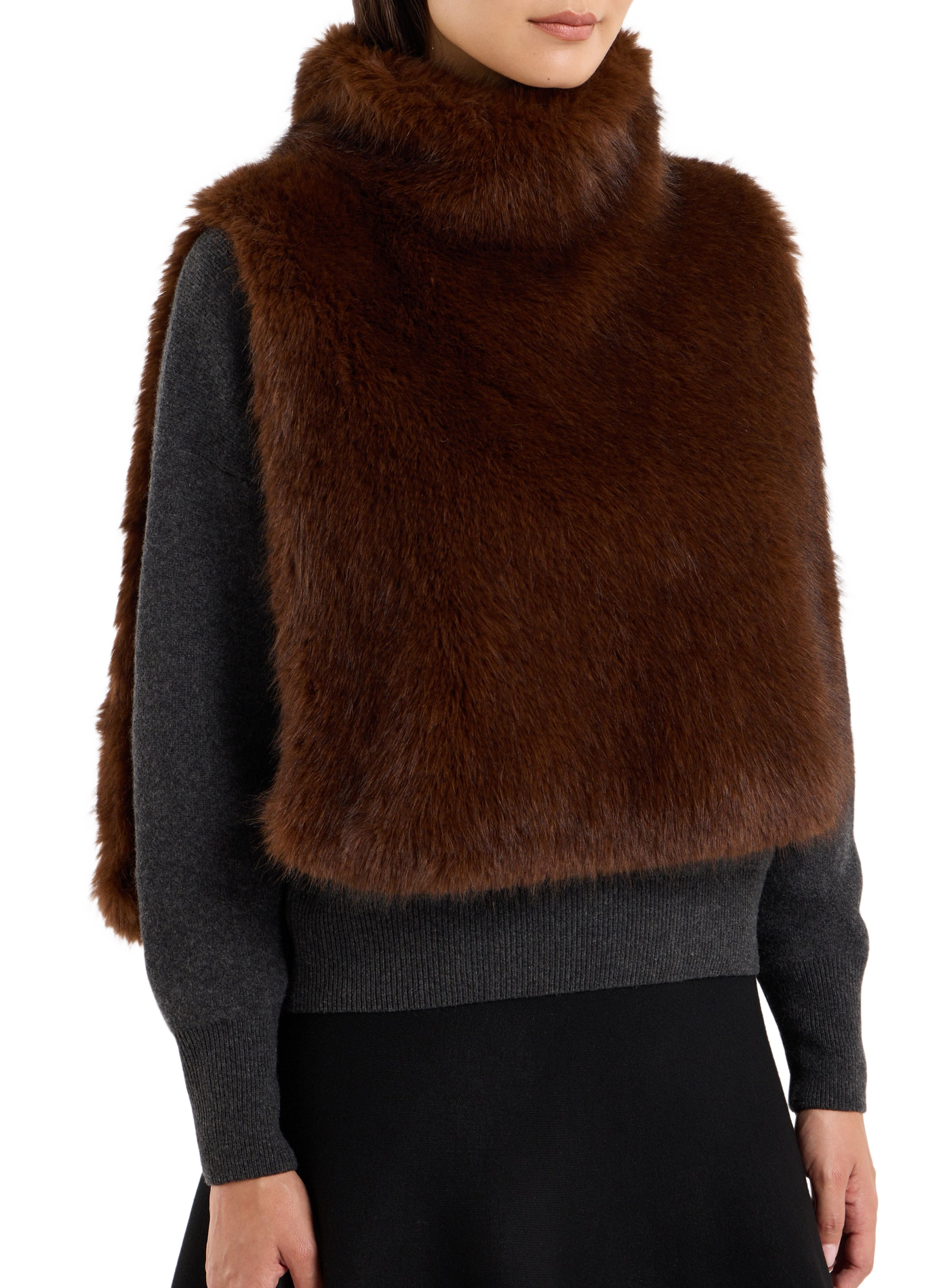 Faux fur collar | Brown SAISON 1865 Women