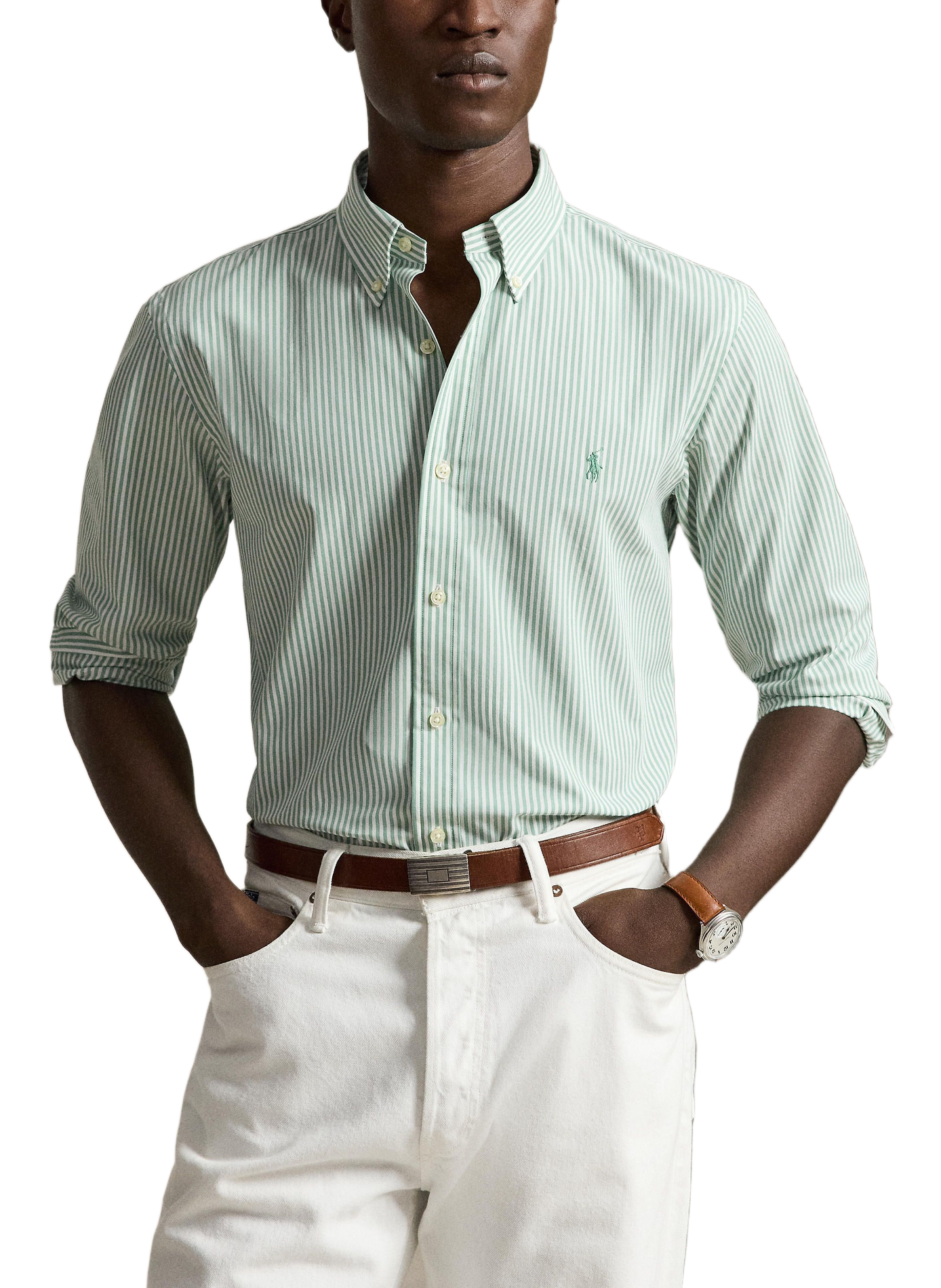 Chemise rayée en coton POLO RALPH LAUREN Vert