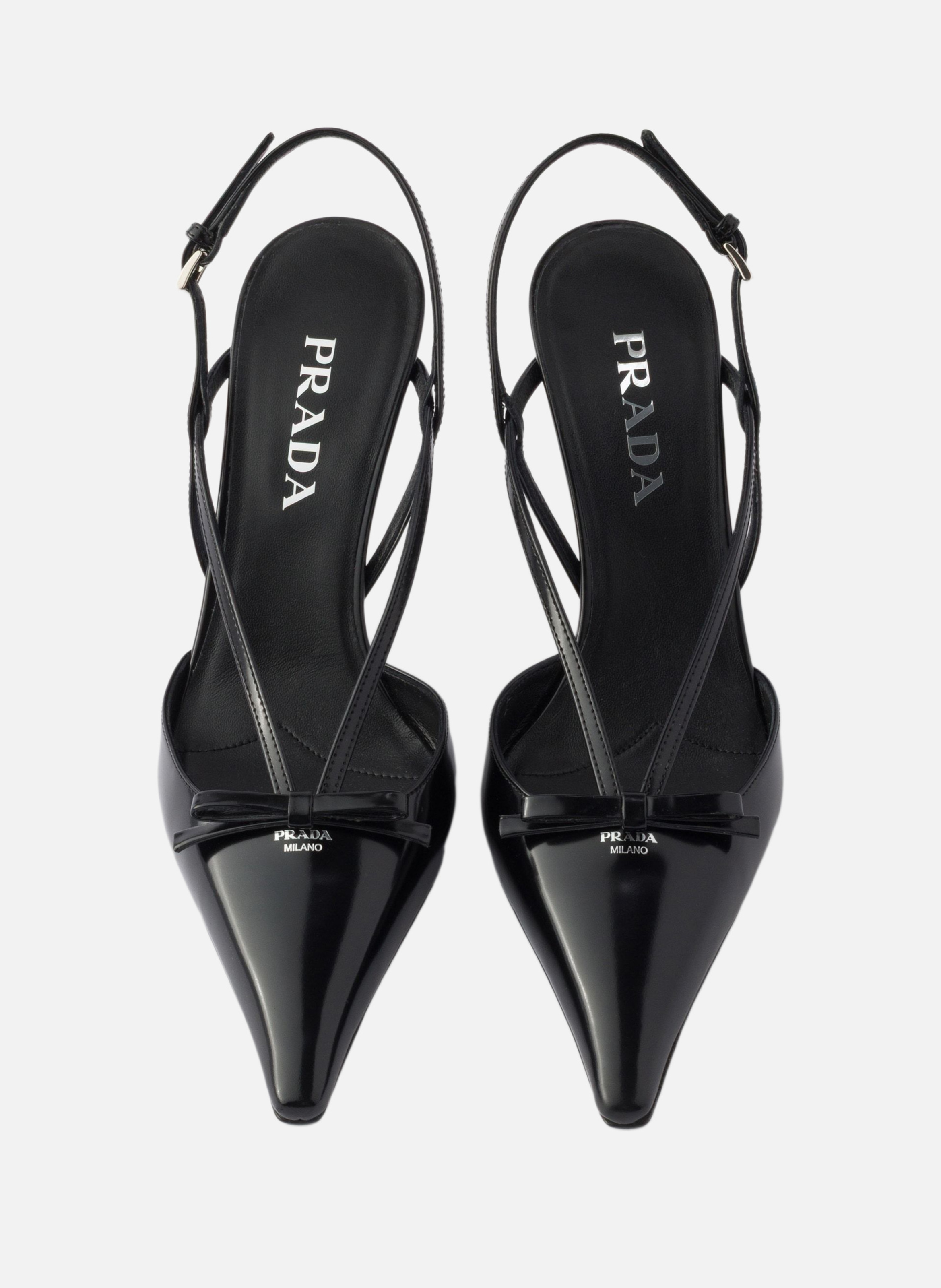 Escarpins à bride arrière en cuir brossé PRADA Noir