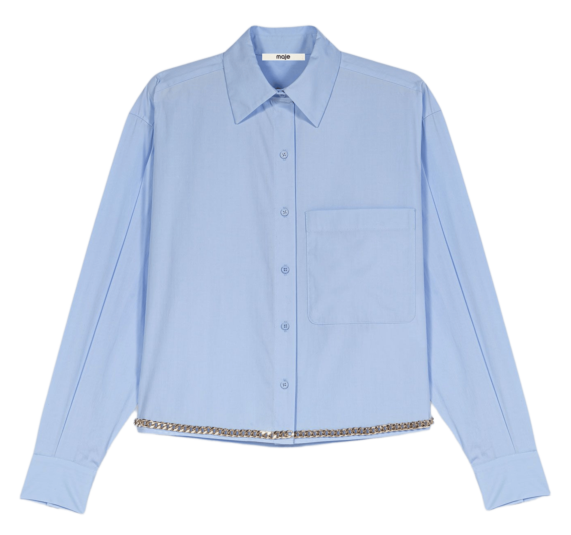 Chemise droite en coton MAJE Bleu