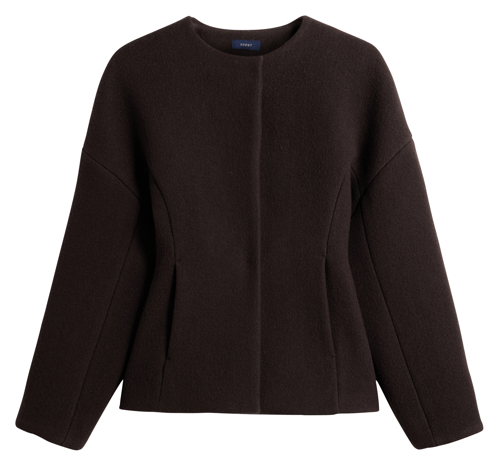 Veste cintrée col rond en laine et coton france SOEUR Vert