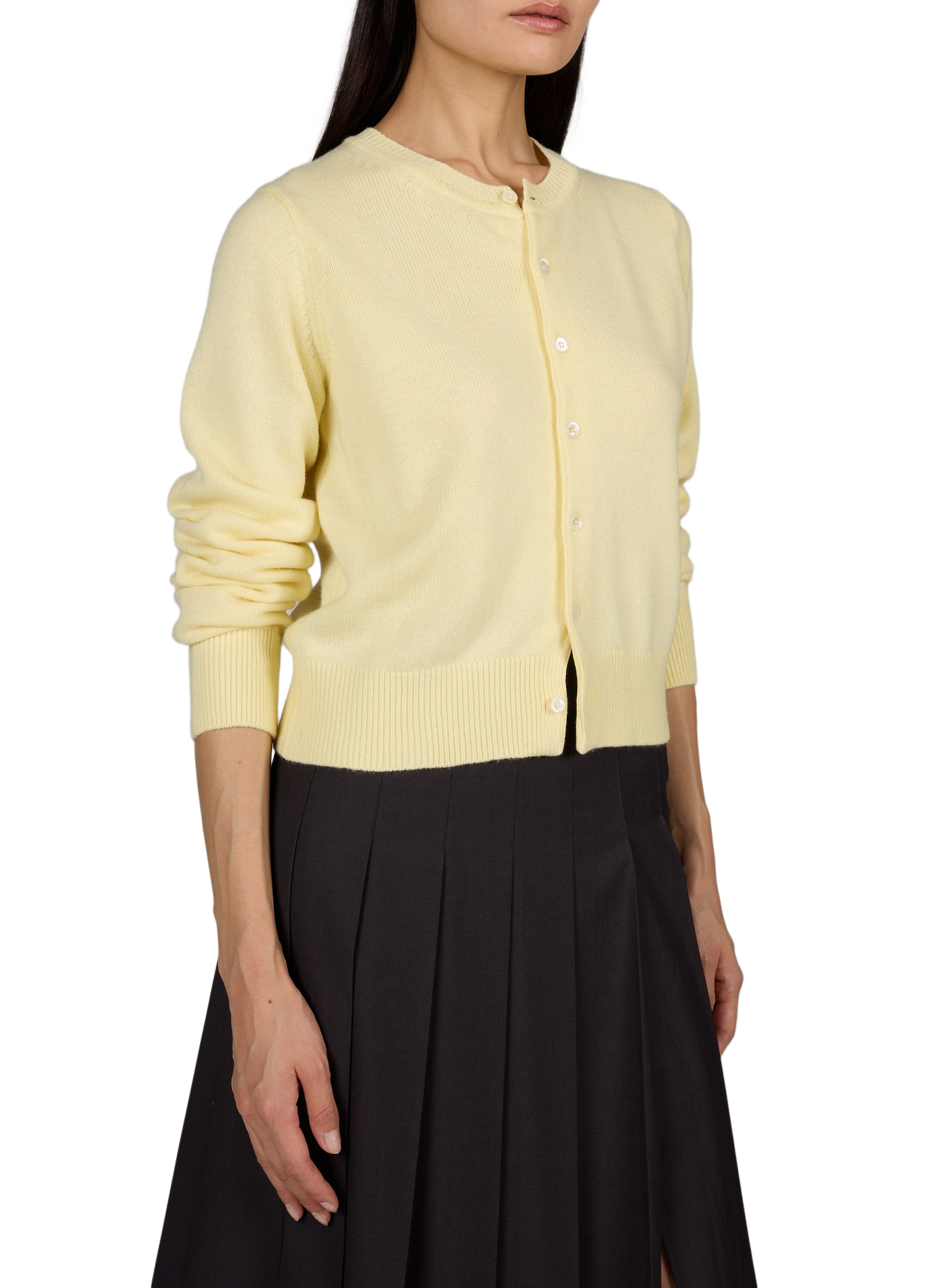 Straight round neck buttoned cardigan DUNST Yellow