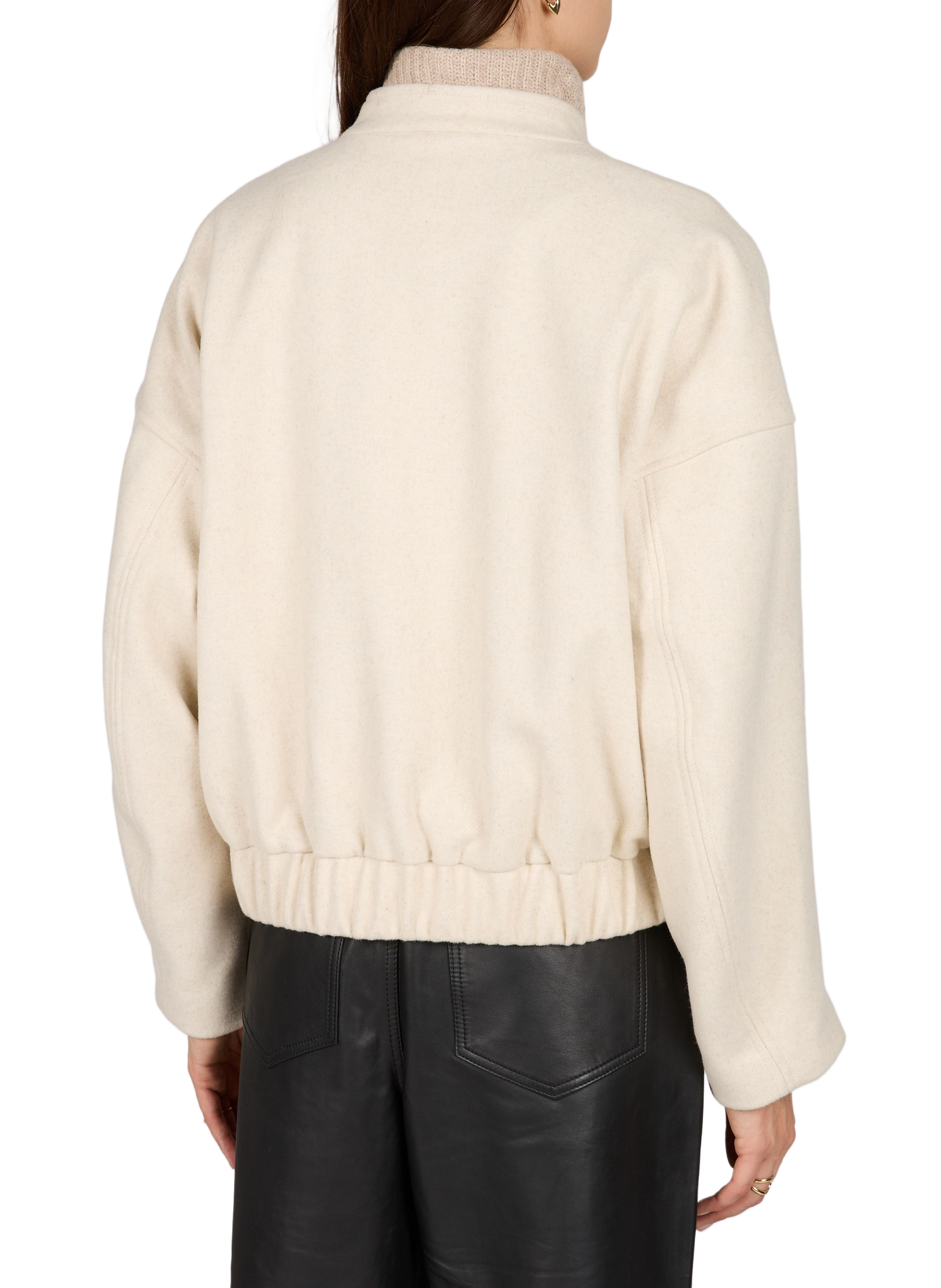 Rounellie oversized round neck wool blend bomber ROUGE EDIT Beige