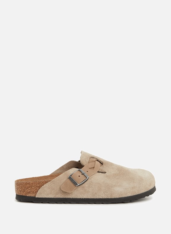Brown Boston suede leather mules