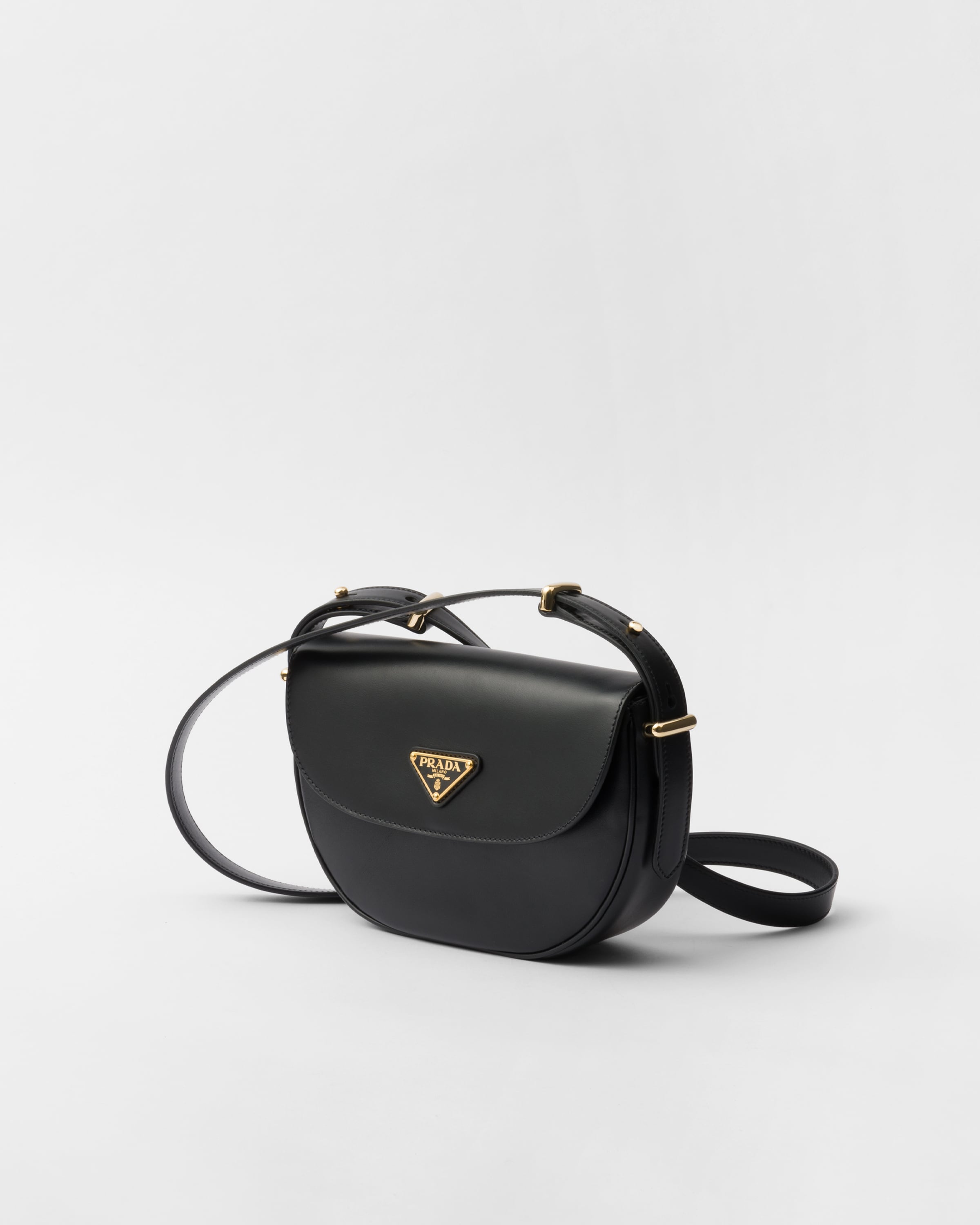 Sac porté épaule prada arqué à rabat en cuir PRADA Noir