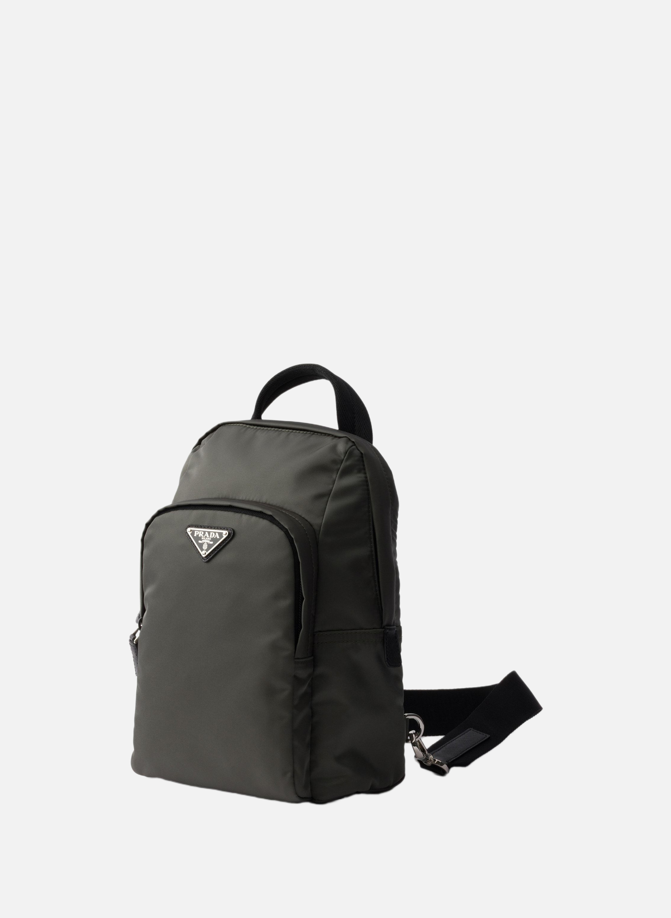 Sac à dos en re-nylon et cuir saffiano PRADA Vert