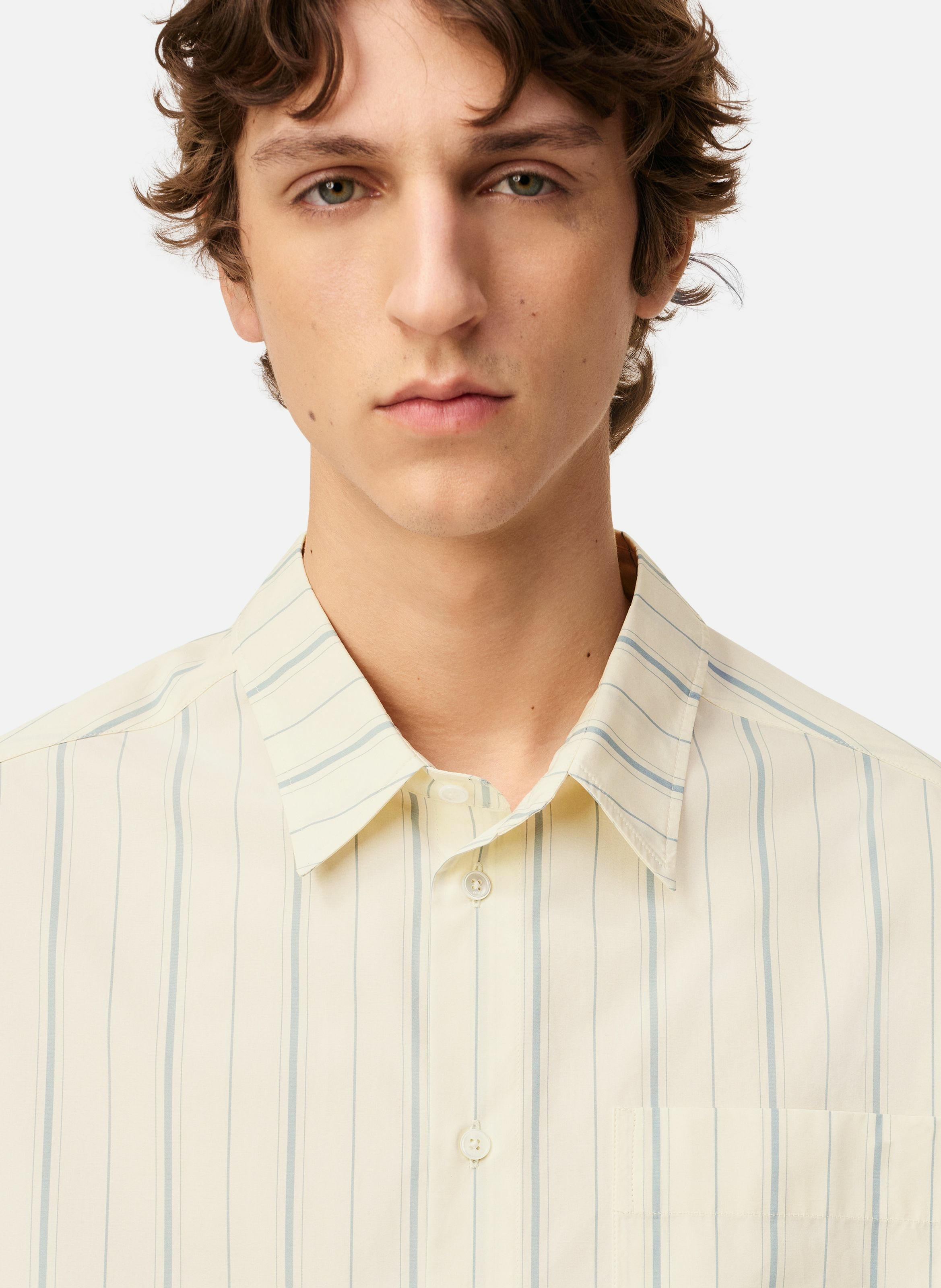 Chemise rayée ami boxy de coeur en coton unisexe AMI PARIS Beige