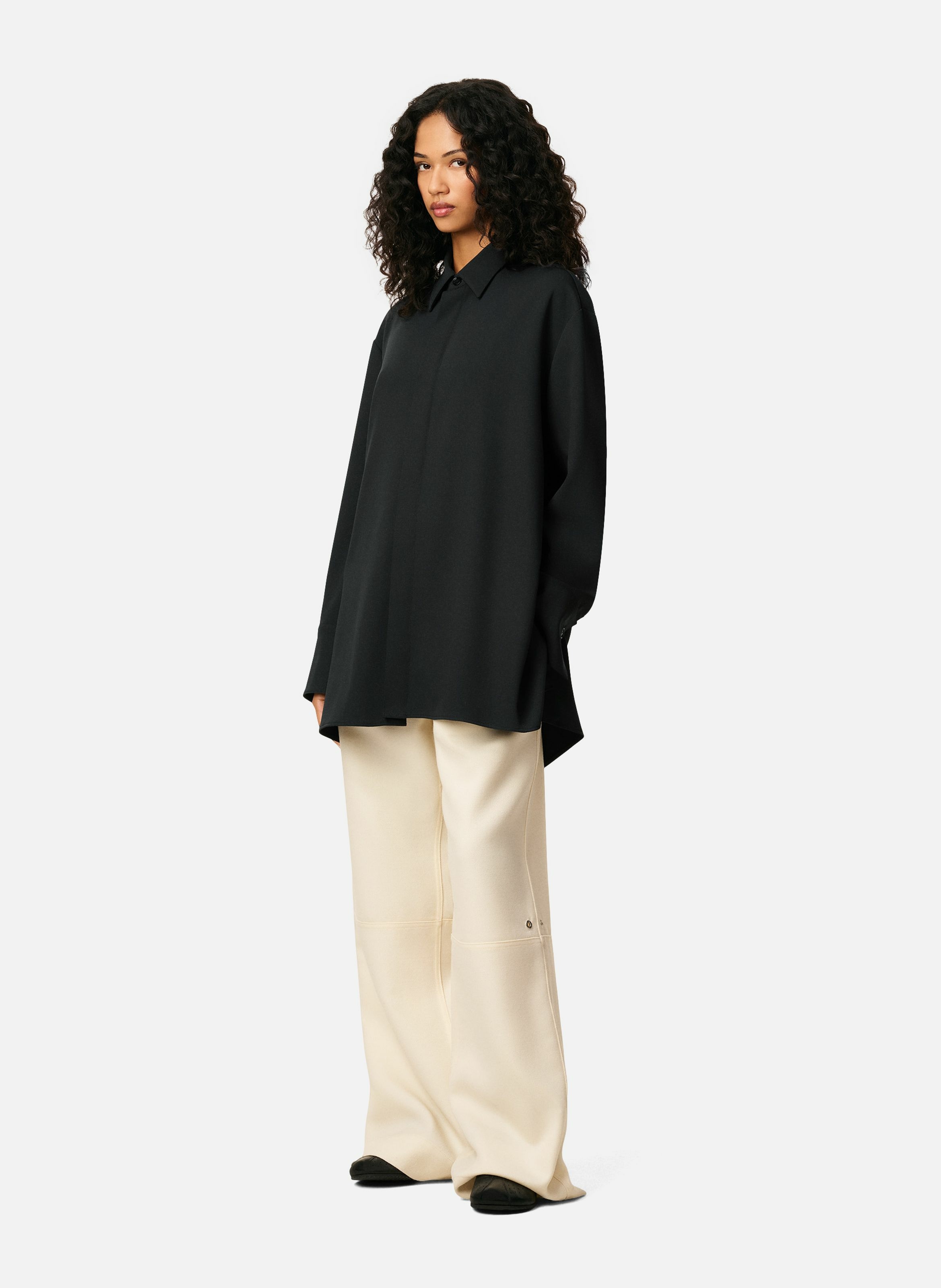 Chemise longue oversize avec fentes en laine AMI PARIS Gris