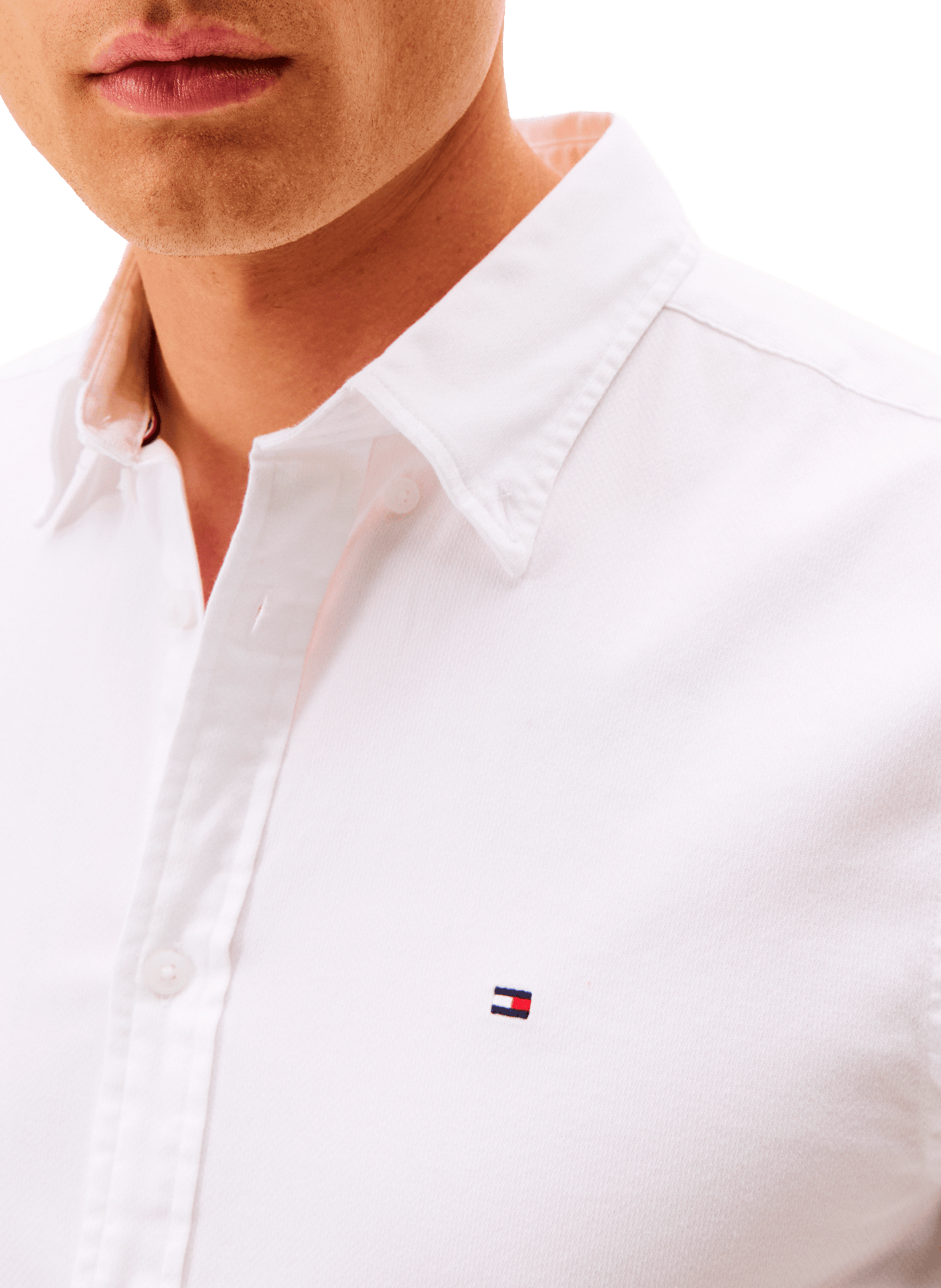 Shirt with American collar in blended cotton TOMMY HILFIGER White