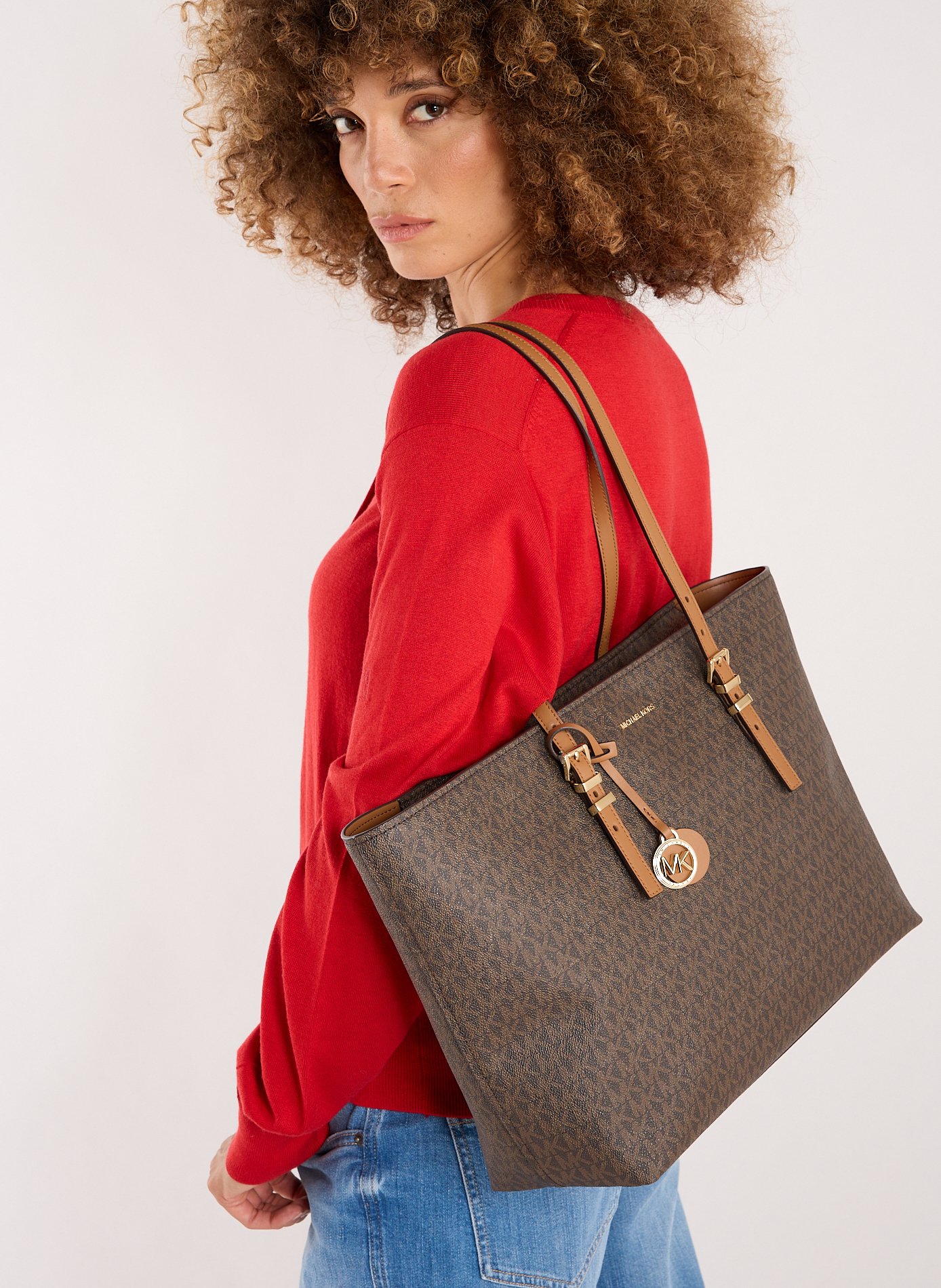 Large Signature Logo Quinn Tote MICHAEL KORS Brown