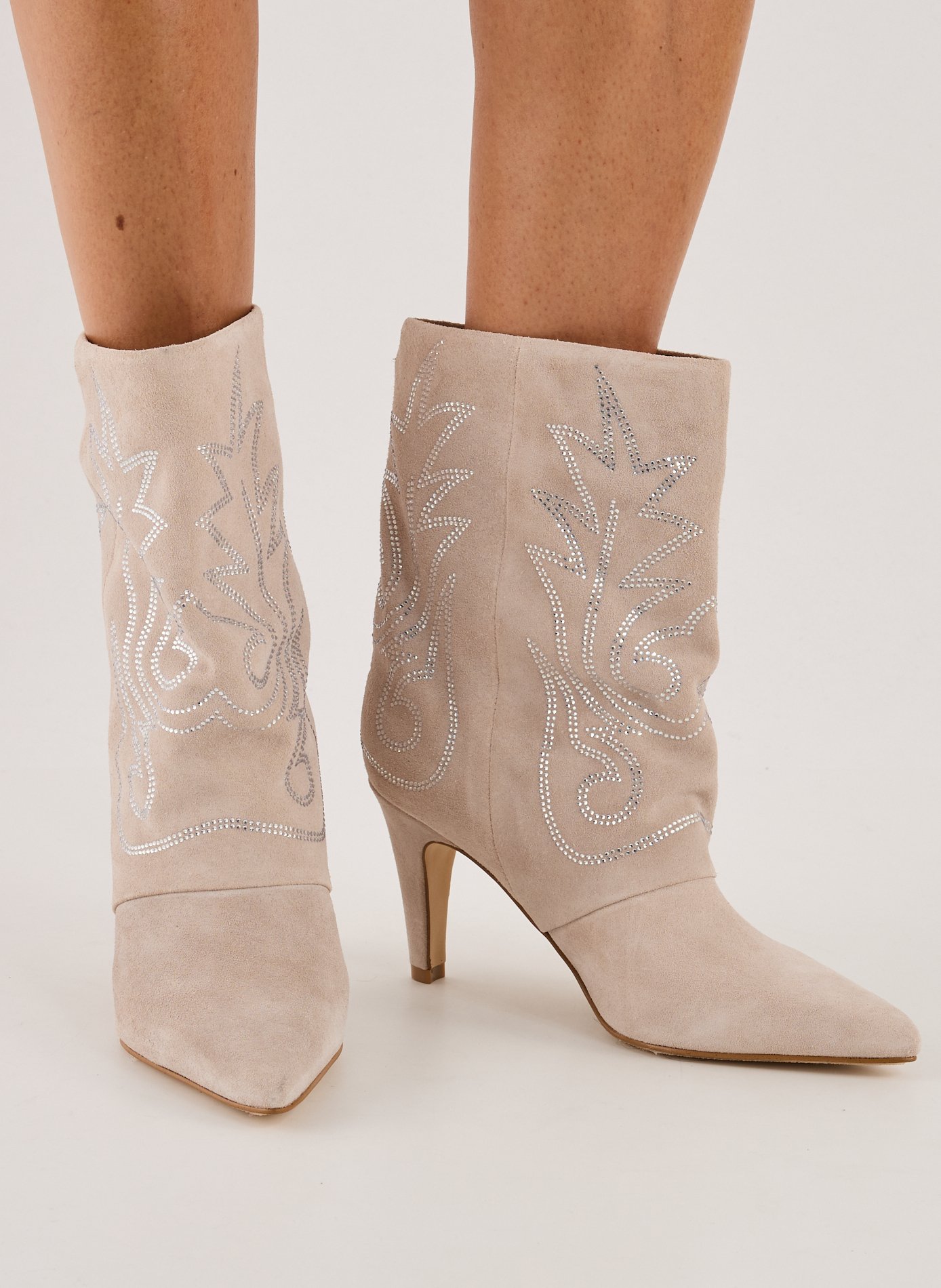 Bottines à talon en cuir GUESS Beige