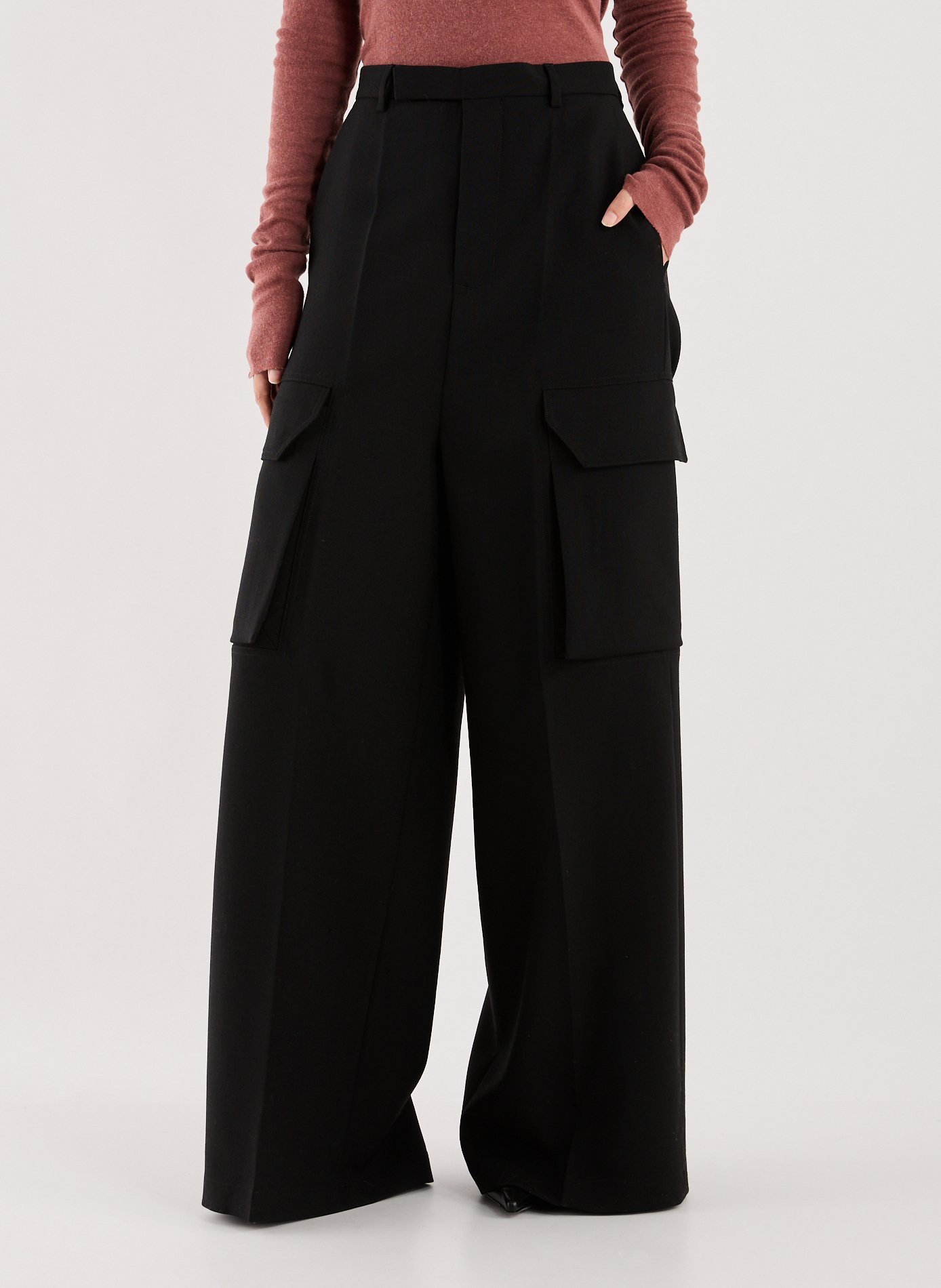 RICK OWENS Wool cargo pants Black