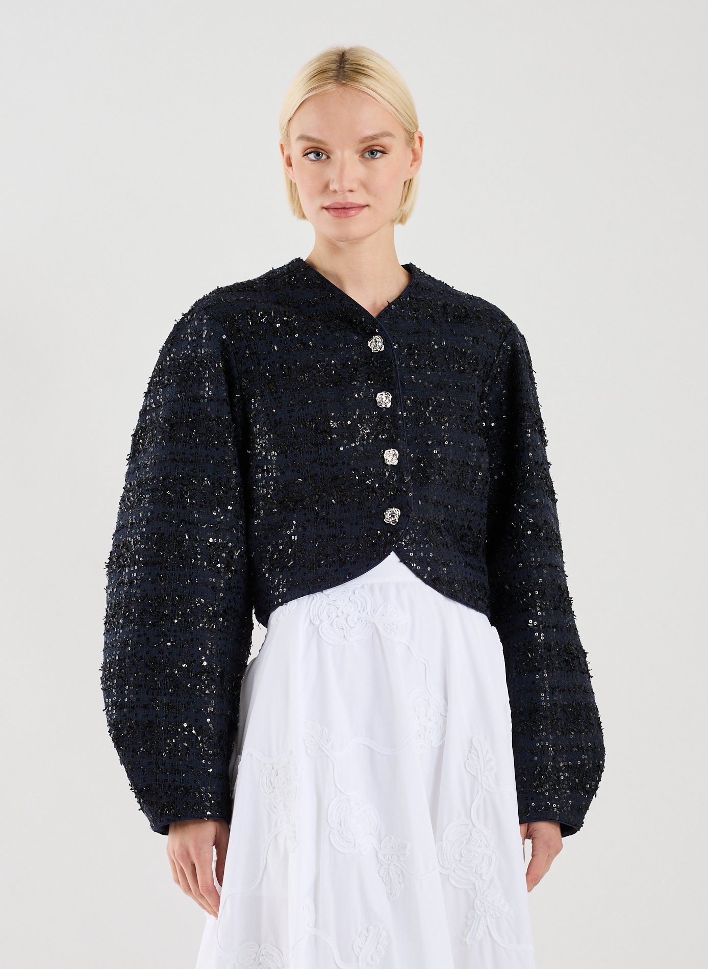 ROTATE Veste courte en sequins Bleu