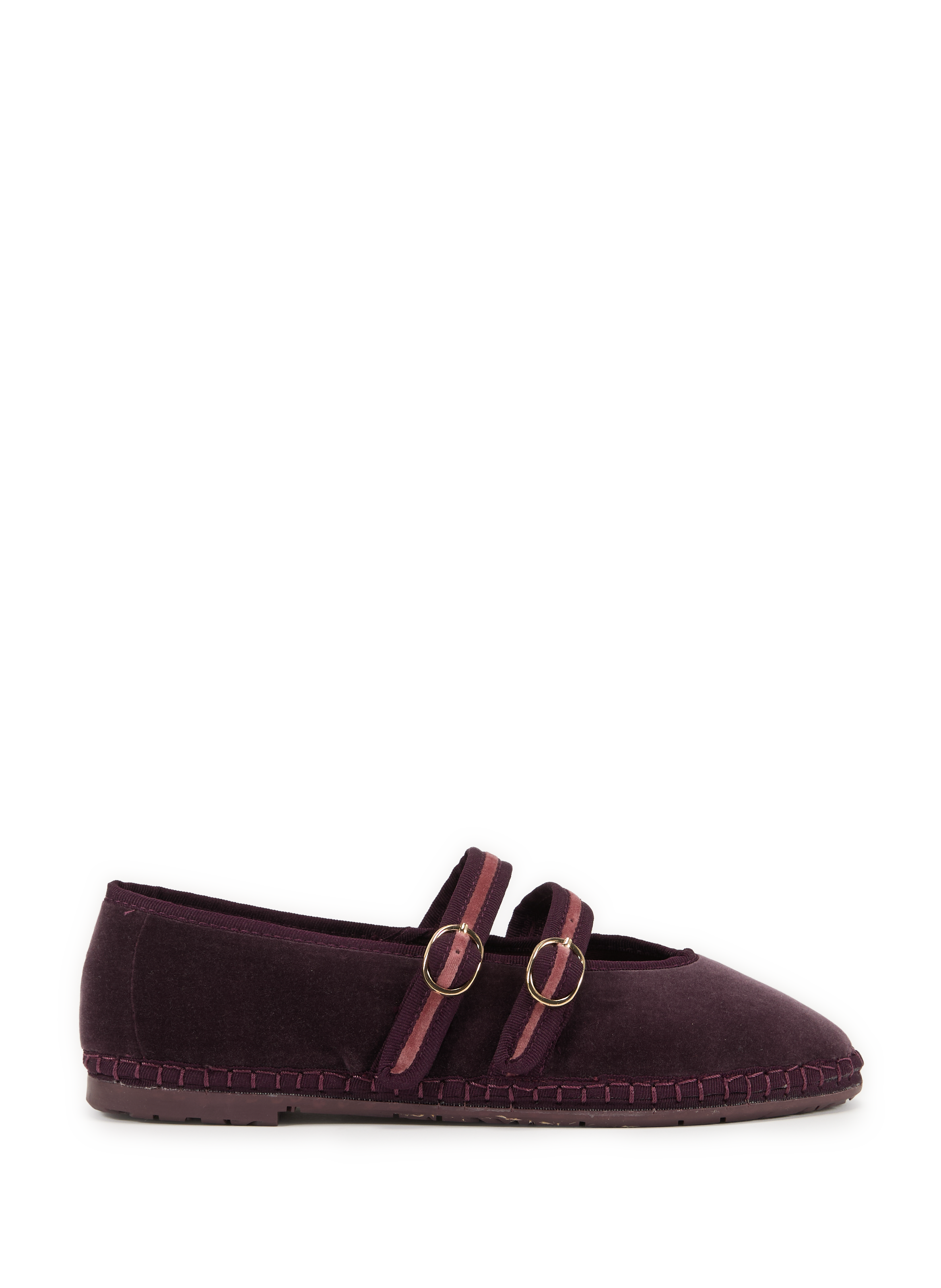 FLABELUS Double strap ballet flats in mixed cotton Purple
