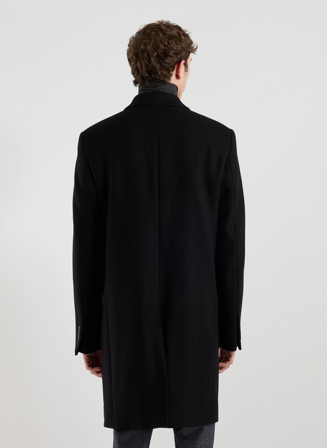 Coat with tailored collar in blended wool and cashmere AU PRINTEMPS PARIS Black