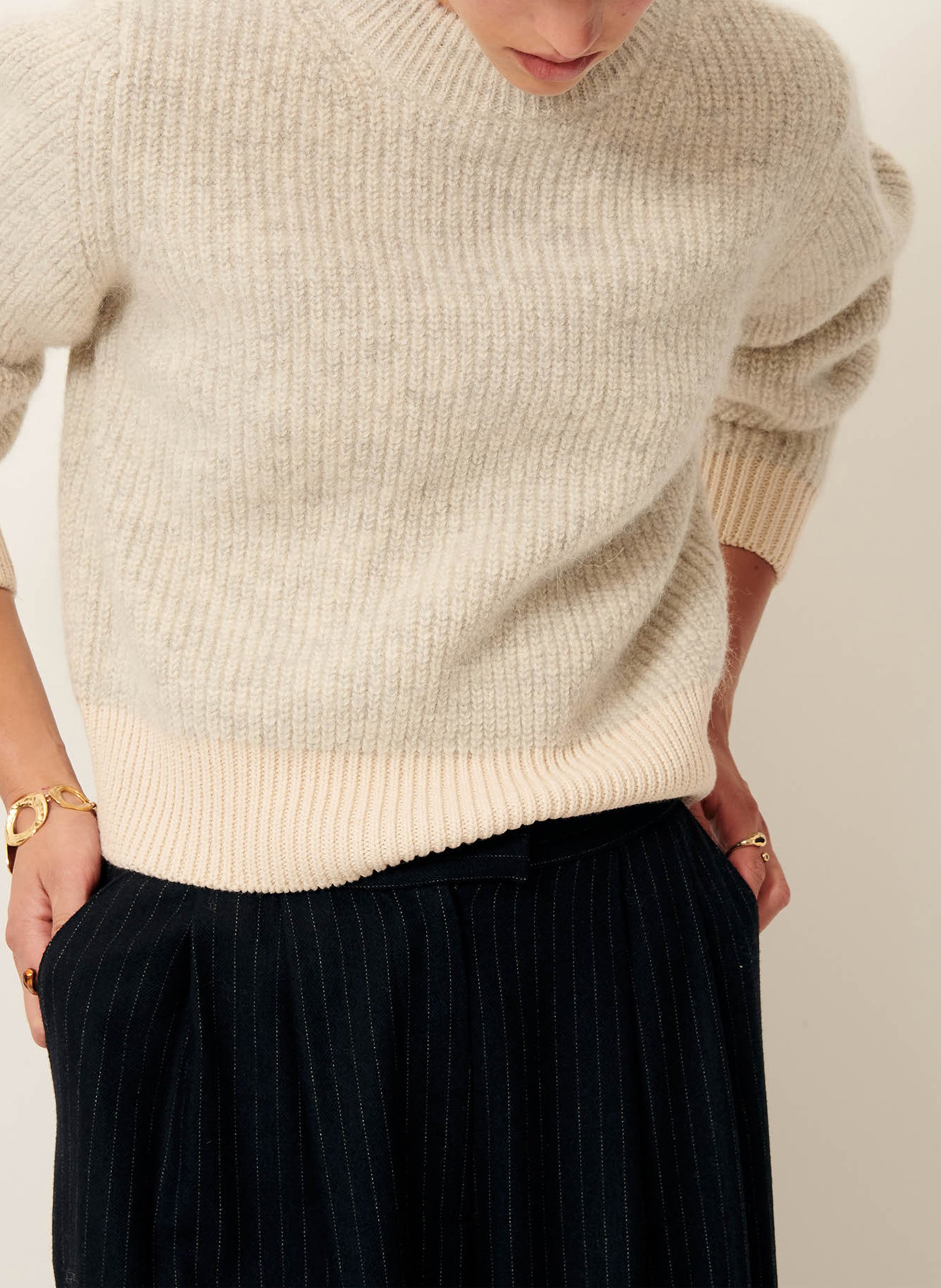 Pull droit en maille odense SESSUN Gris