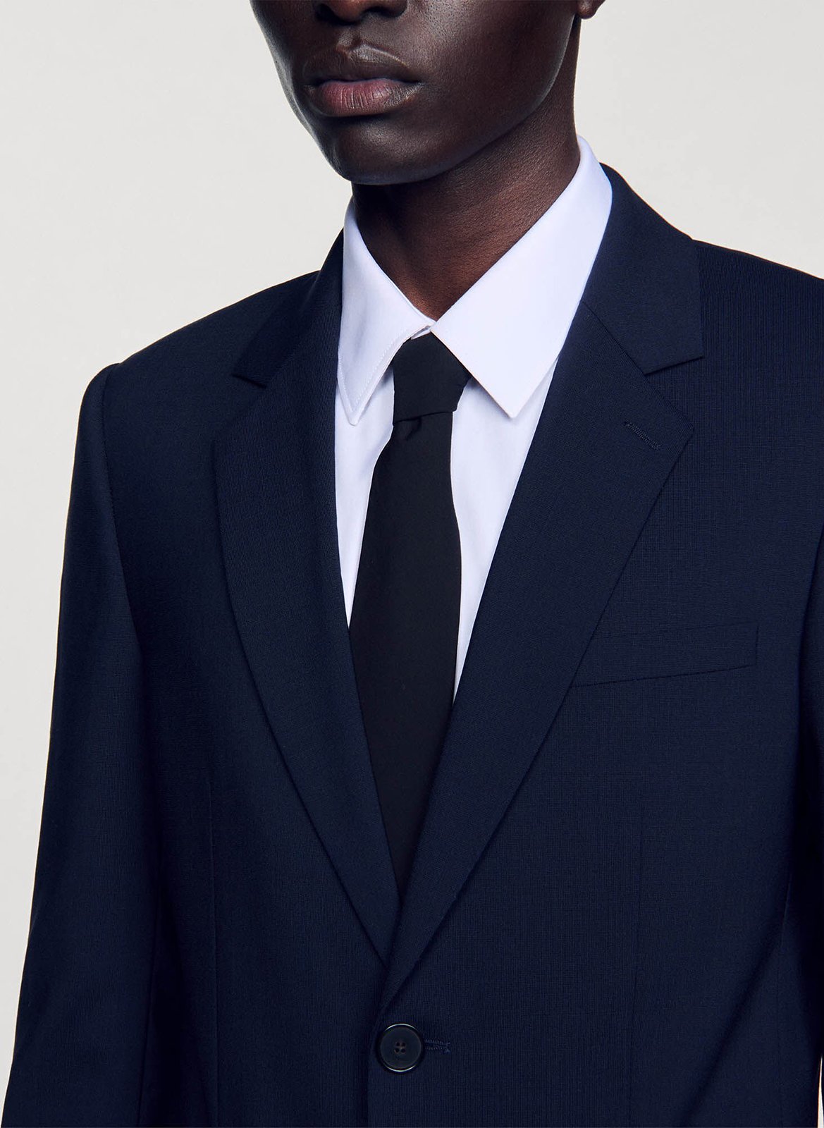 Veste col tailleur regular-fit en laine SANDRO Bleu