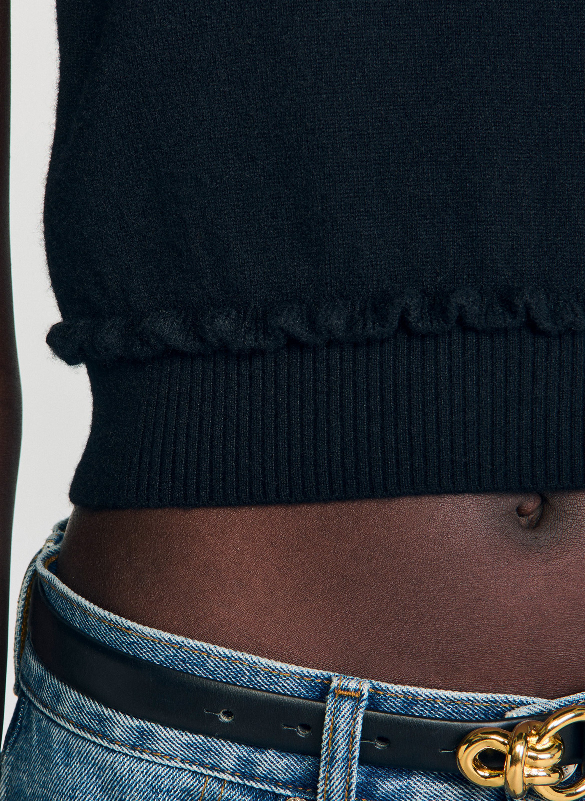 Pull court sans manches en laine et cachemire SANDRO Noir