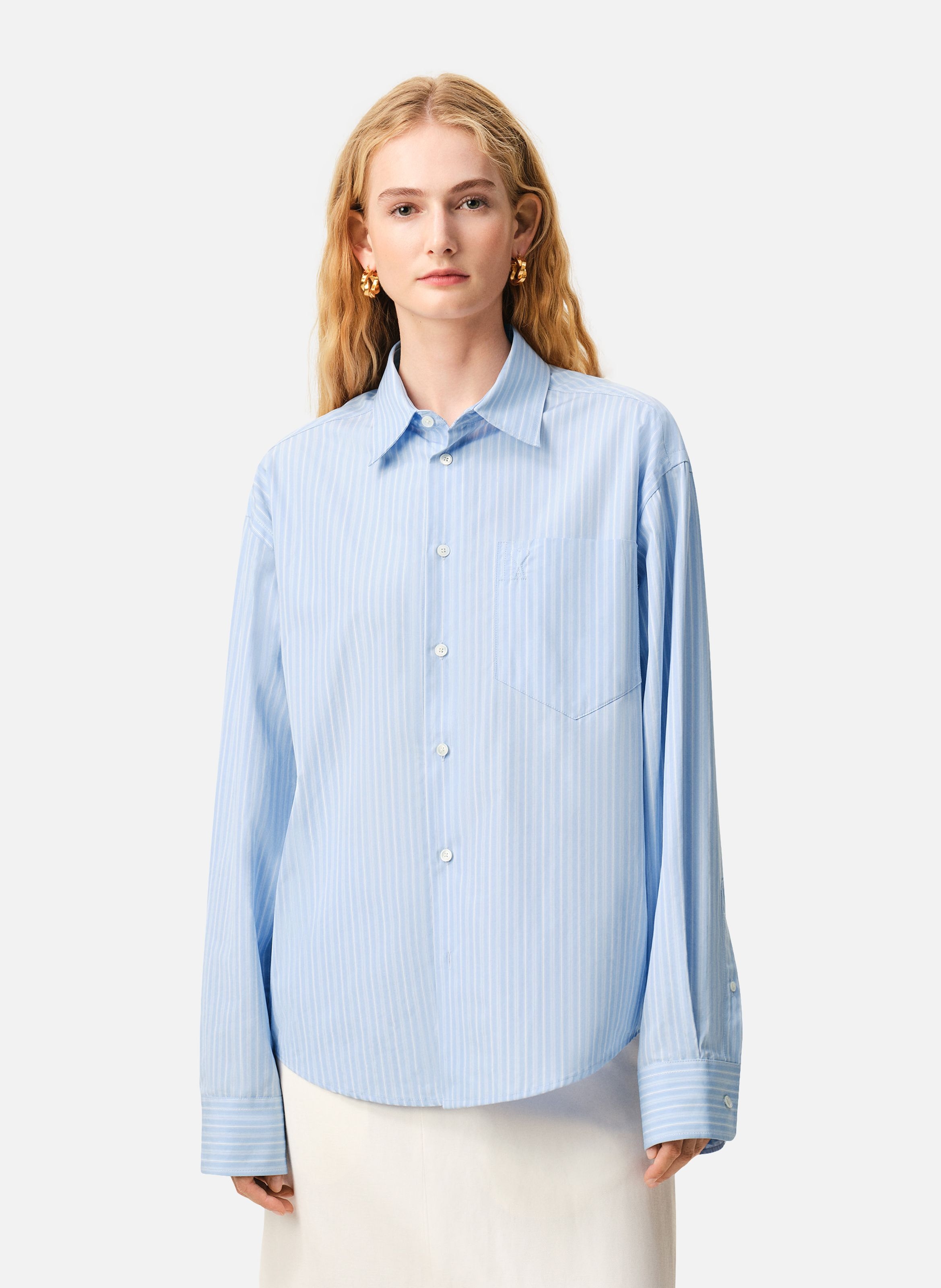 Chemise boxy manches longues ami de coeur unisexe en coton AMI PARIS Bleu