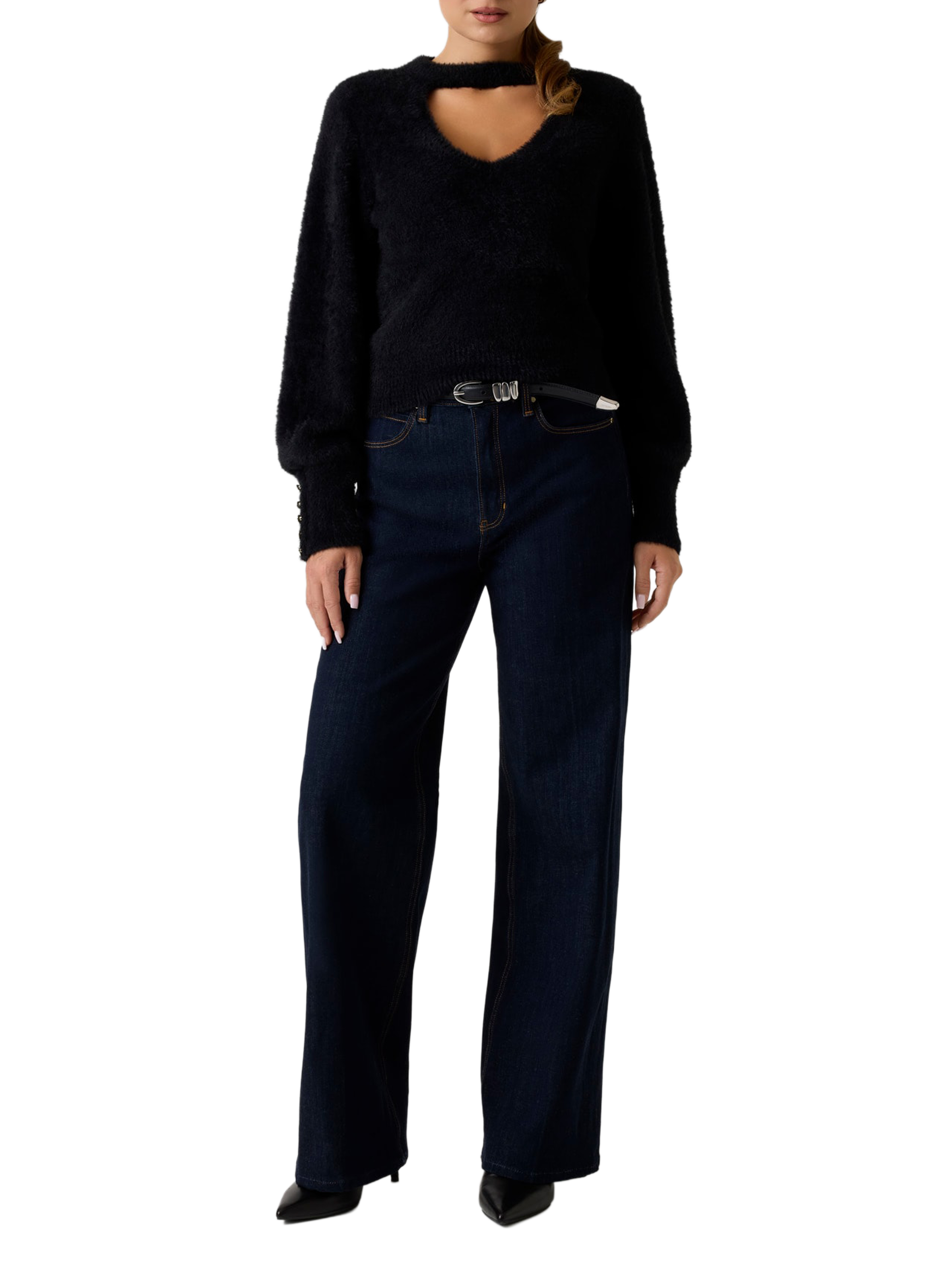 Pull col V GUESS Noir