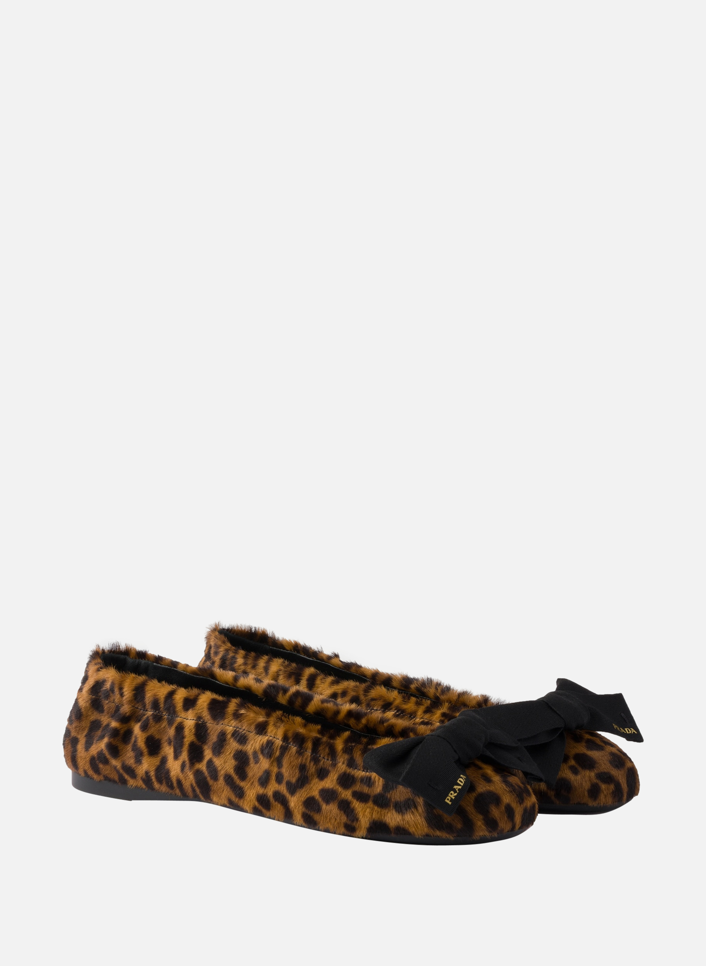 Ballerines en cuir imprimé avec nœud PRADA Beige