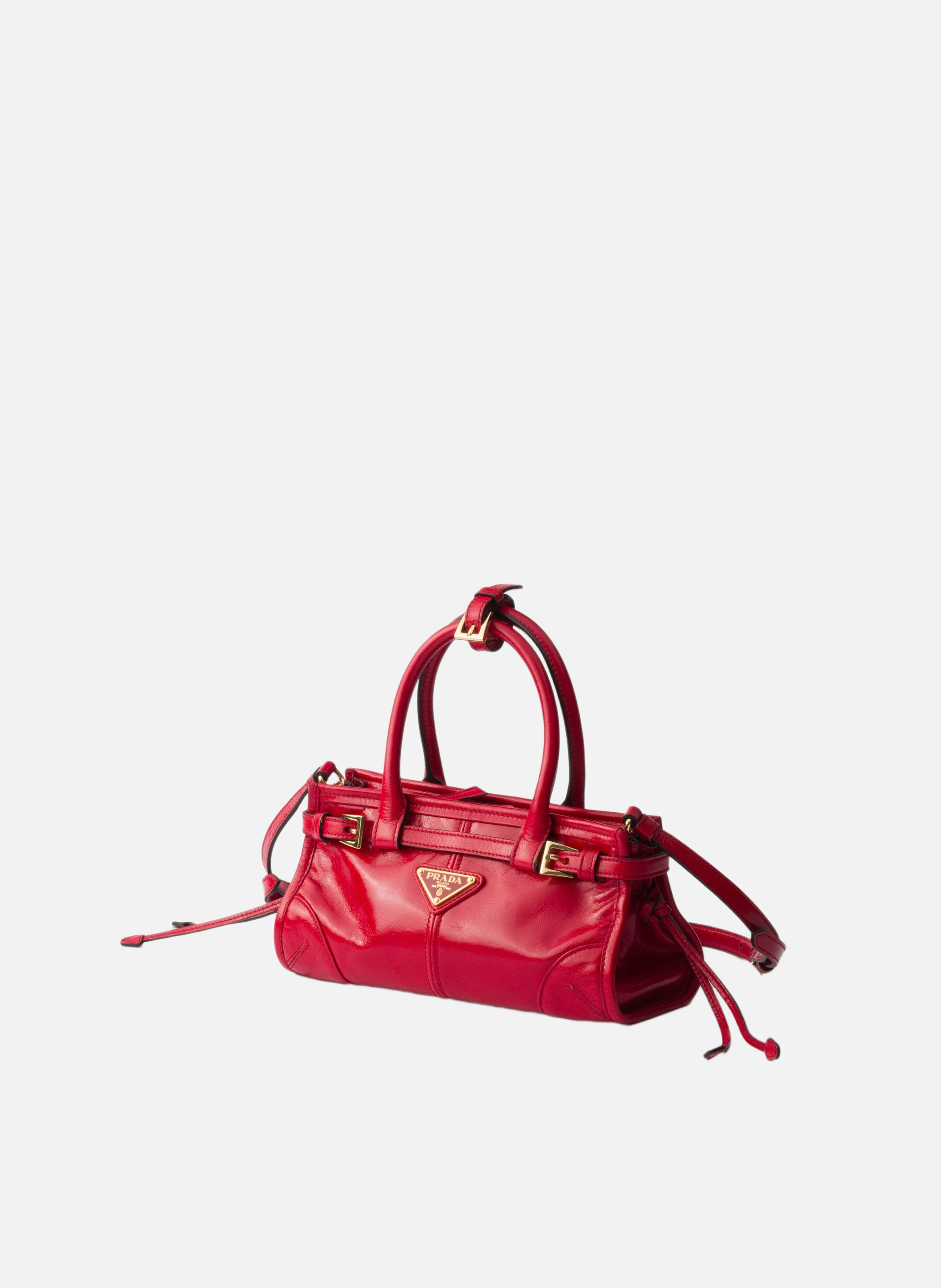 Mini sac à main prada bonnie en cuir PRADA Rouge