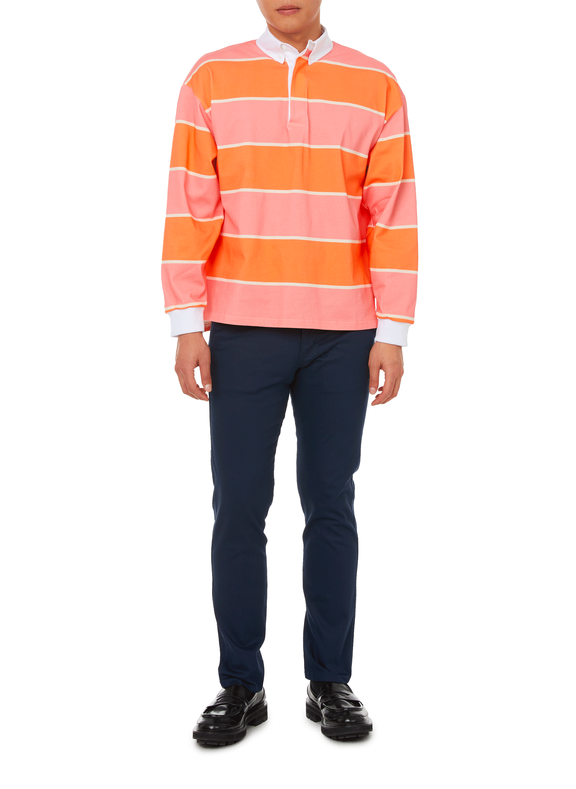 Polo rayé en coton SAISON 1865 Orange