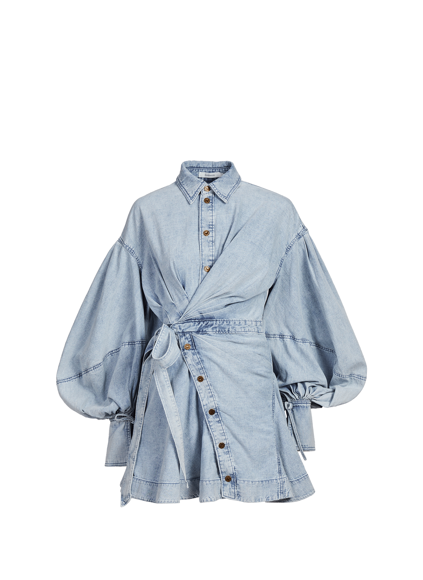 Rebellion Cotton Denim Wrap Mini Dress Parade ZIMMERMANN Blue