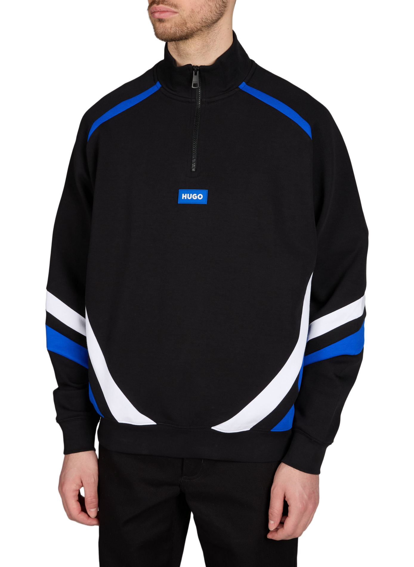 Straight sweatshirt with high collar in blended cotton HUGO BLUE Black