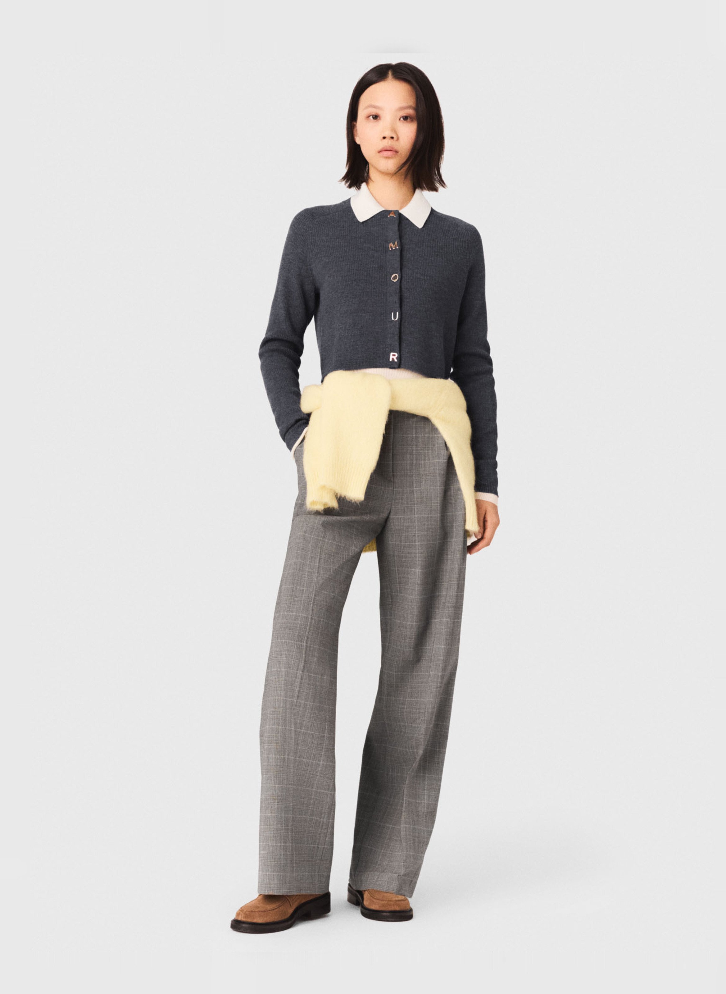 Gilet col rond en laine MAJE Gris