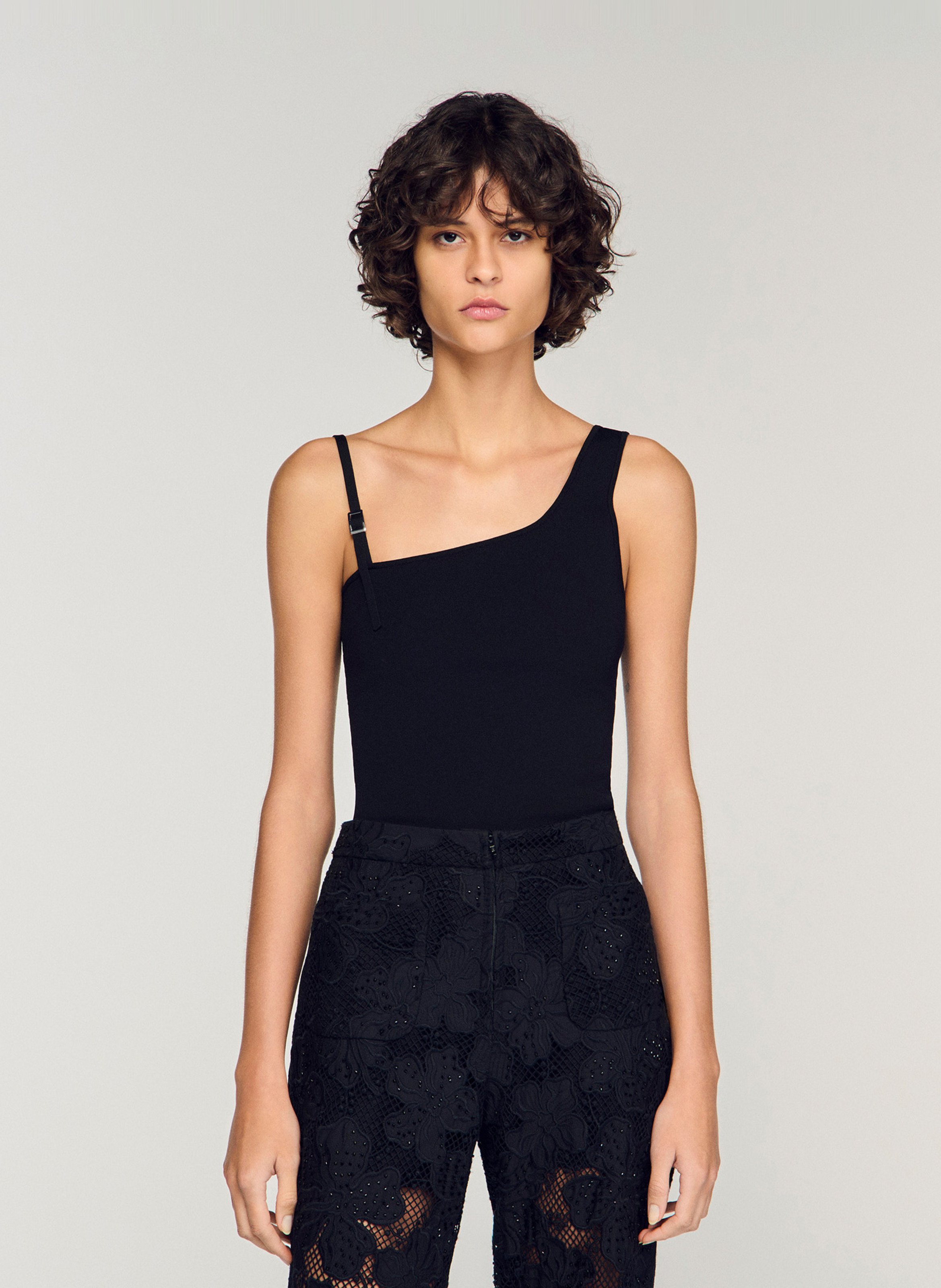 Top asymétrique SANDRO Noir