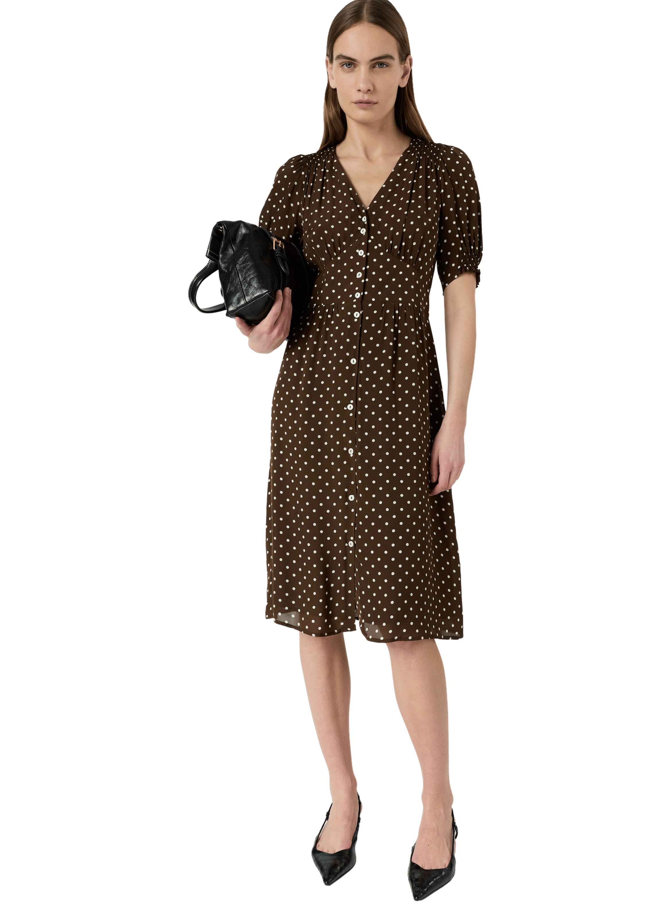 Robe cintrée à pois - rohya GERARD DAREL Marron