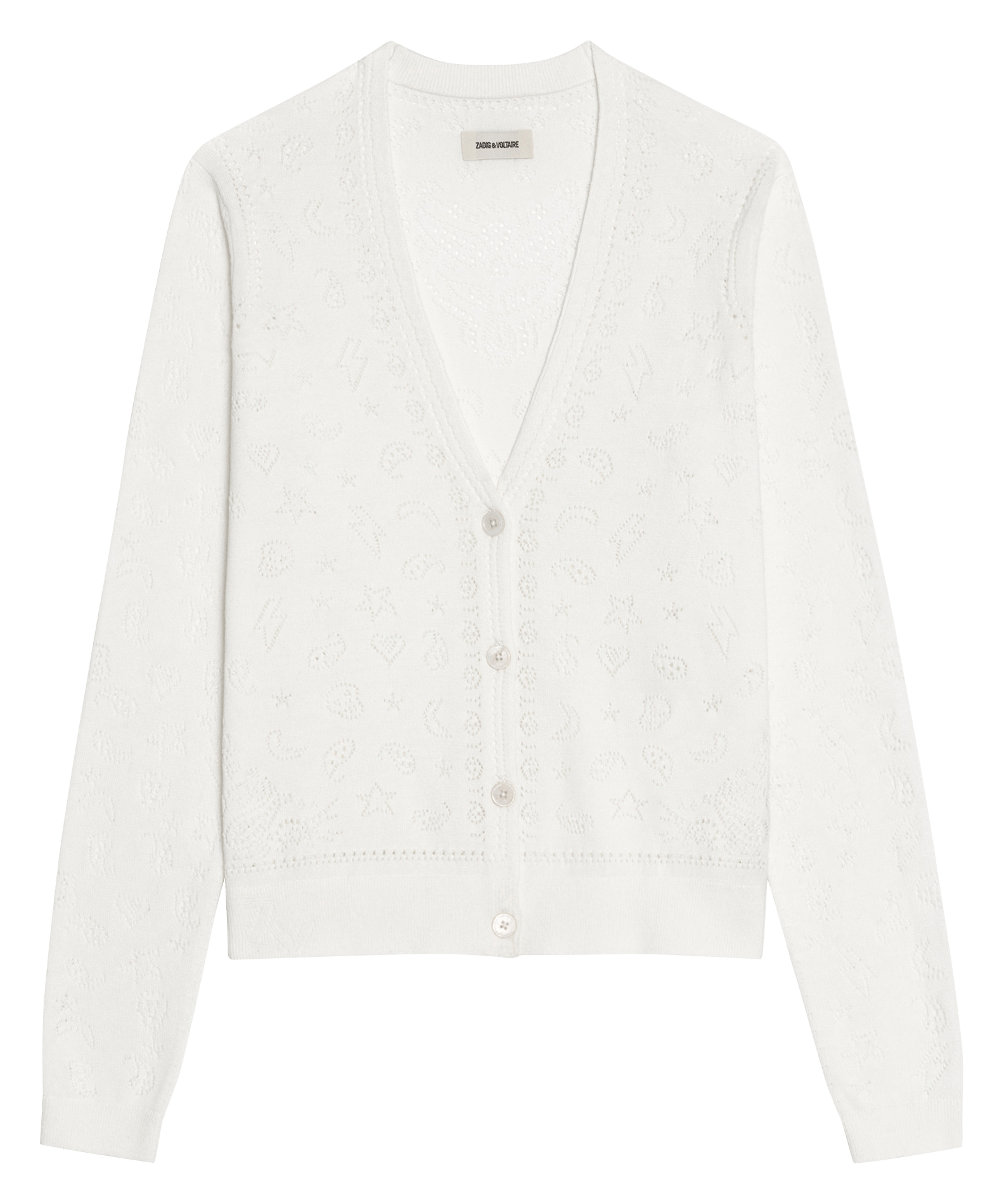 Cardigan droit col v en coton manala ZADIG&VOLTAIRE Blanc
