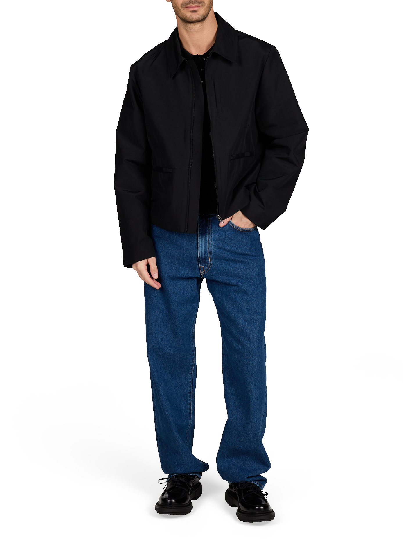 Rechte katoenen jeans met effen kleur. EDWIN Blauw