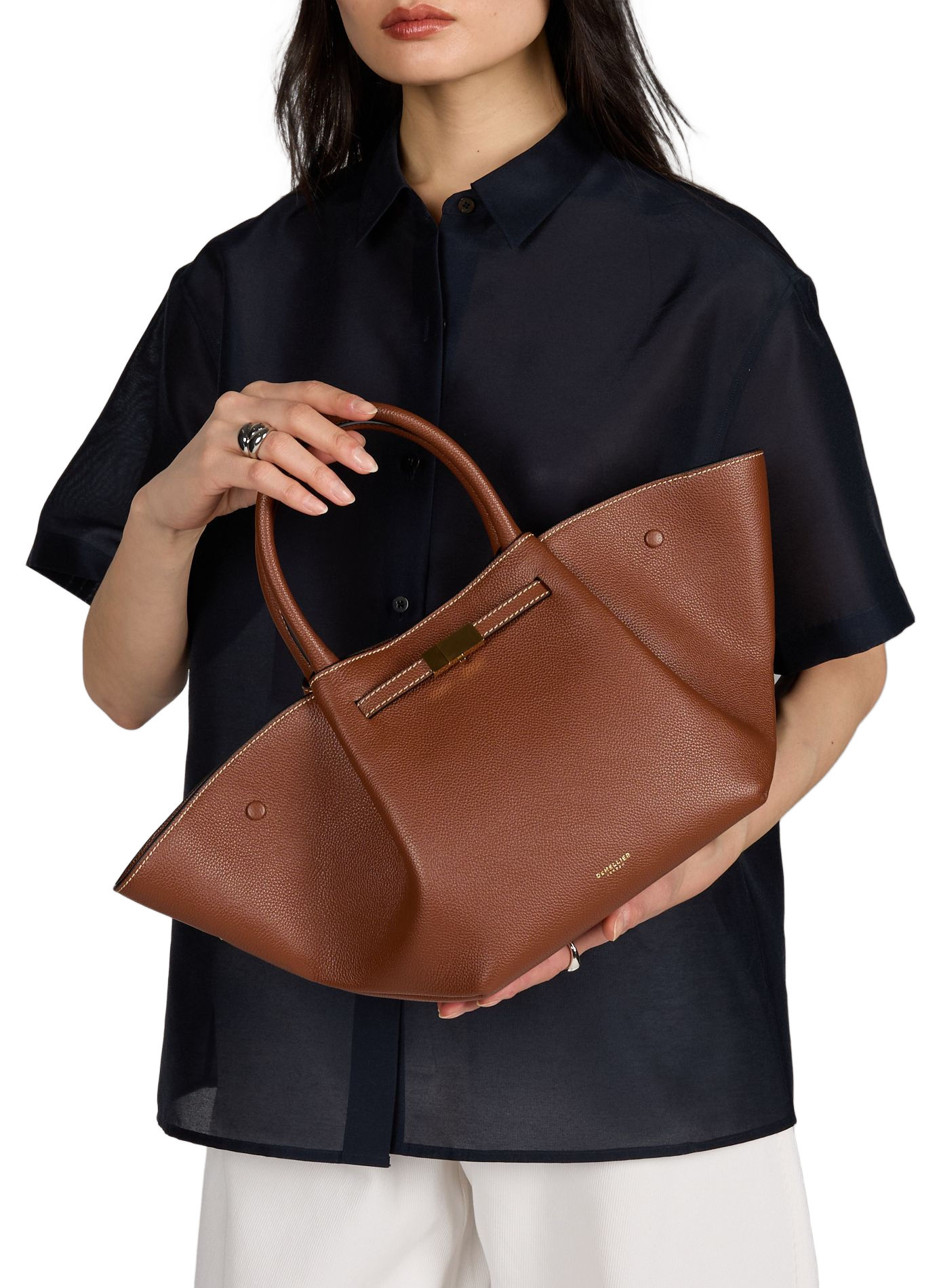 Gestreifter Ledertasche DEMELLIER LONDON Braun