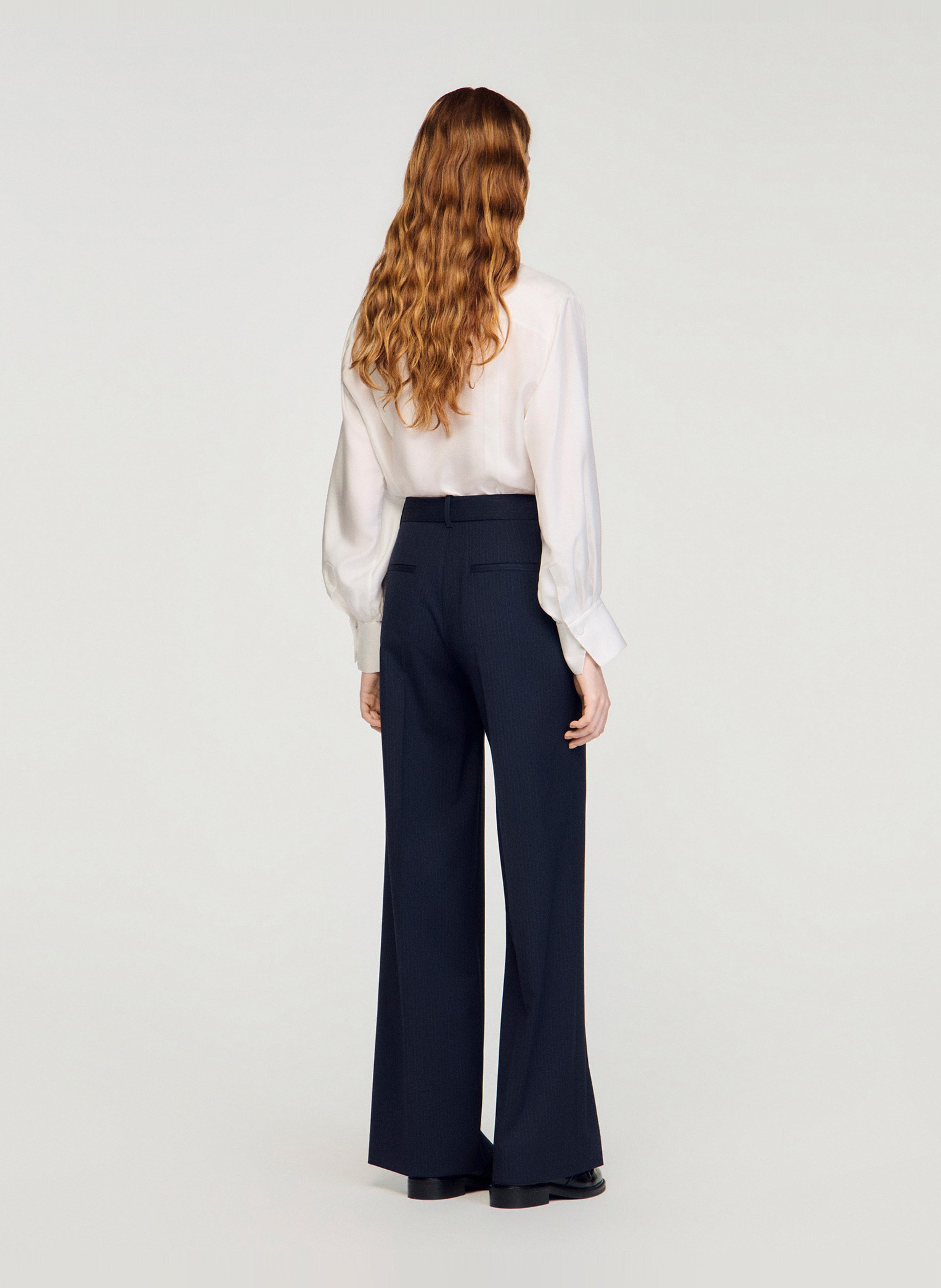 Pantalon droit à rayures SANDRO Bleu