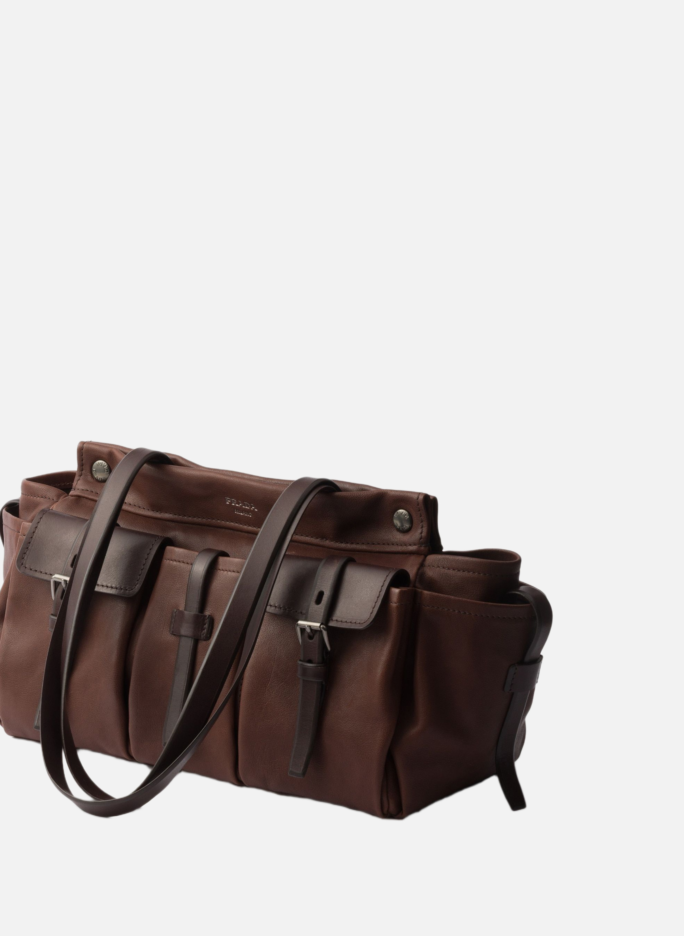 Grand cabas en cuir prada route PRADA Marron