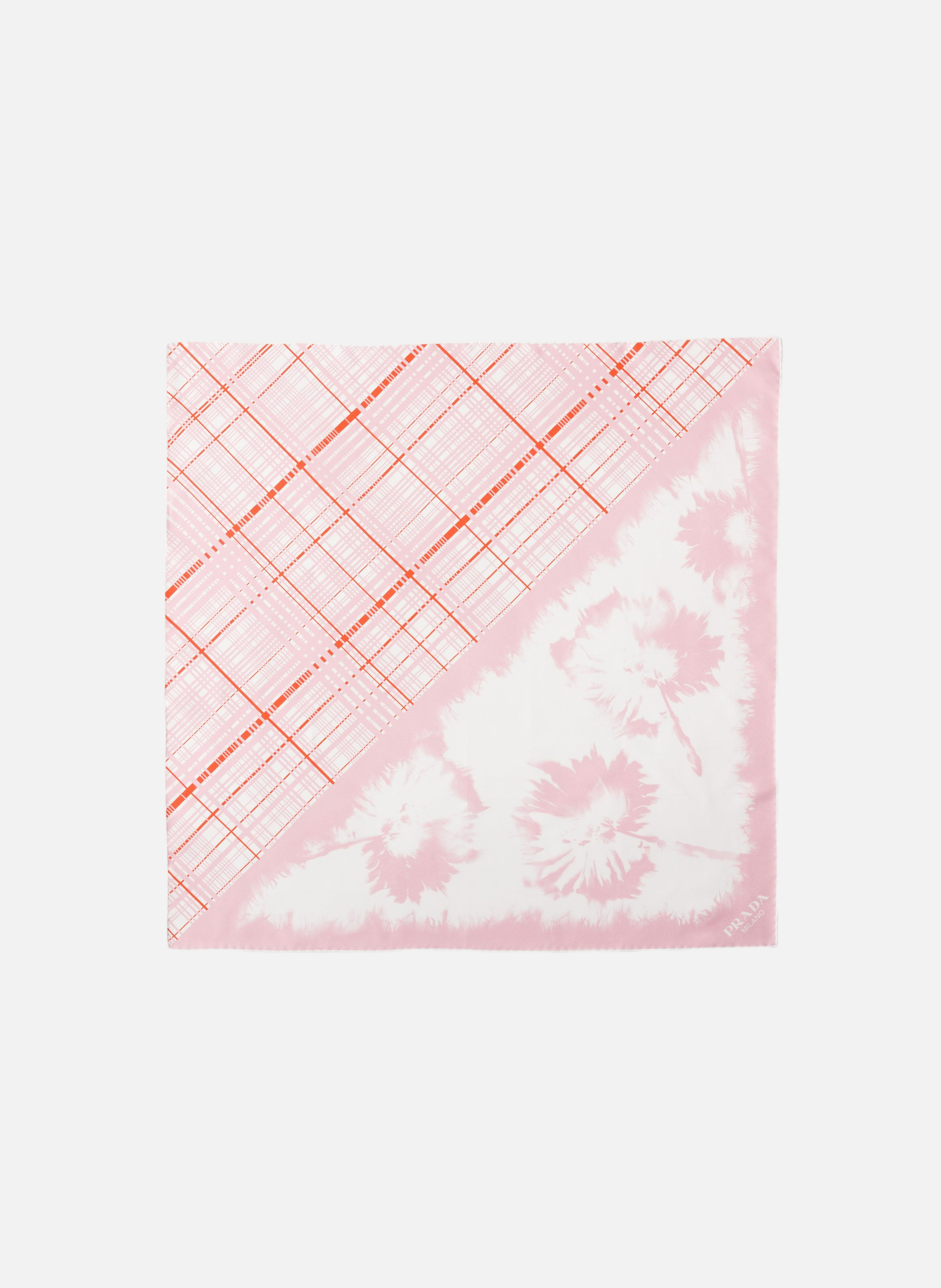 Écharpe en sergé de soie imprimée 65 PRADA Rose