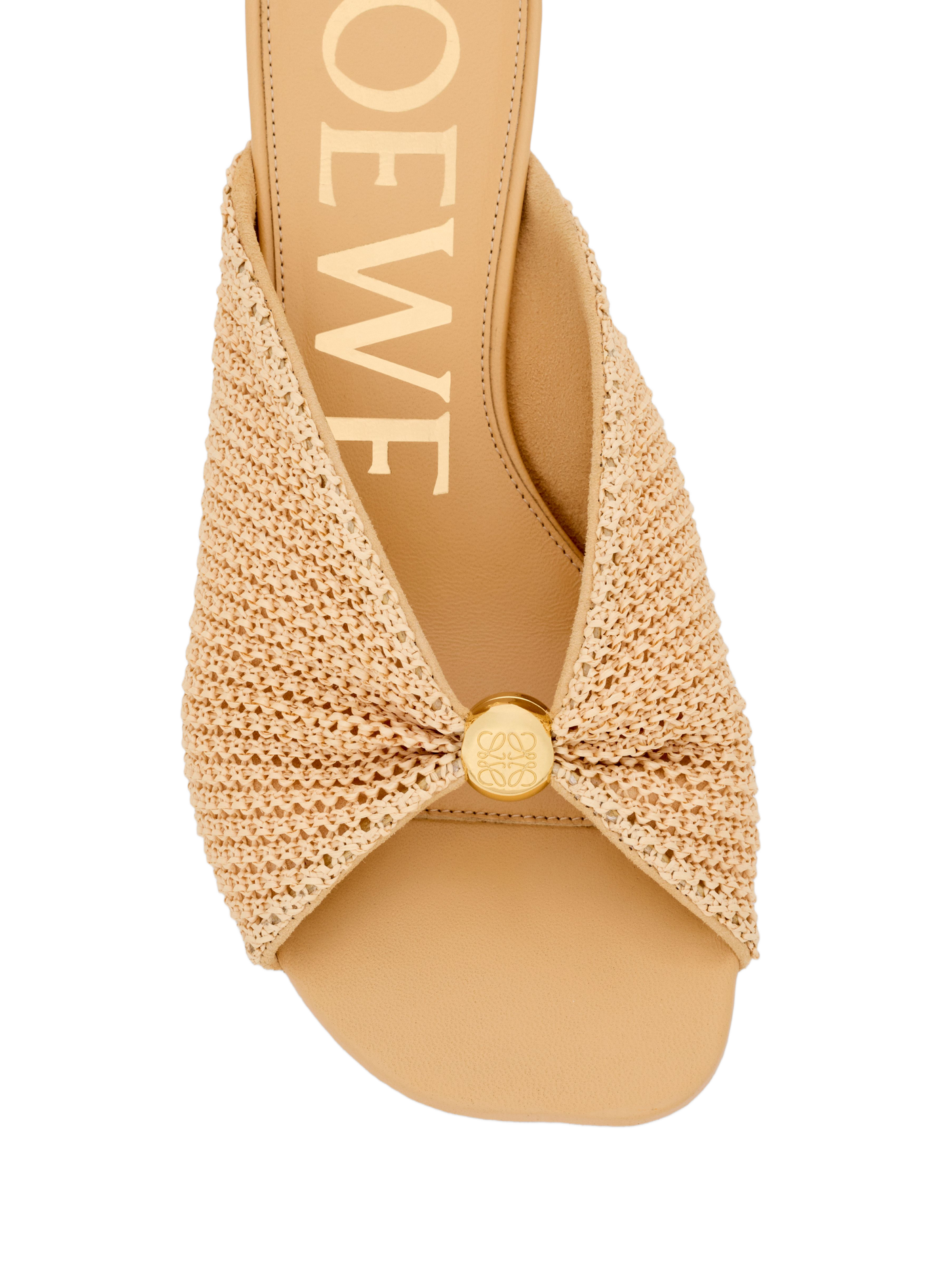 Pebble Soft Mules in raffia effect textile Beige